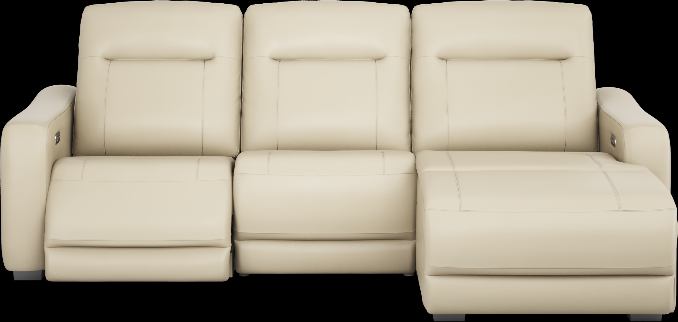 Newport Almond Leather 3 Pc Dual Power Reclining Sectional - Thumbnail - Image 1