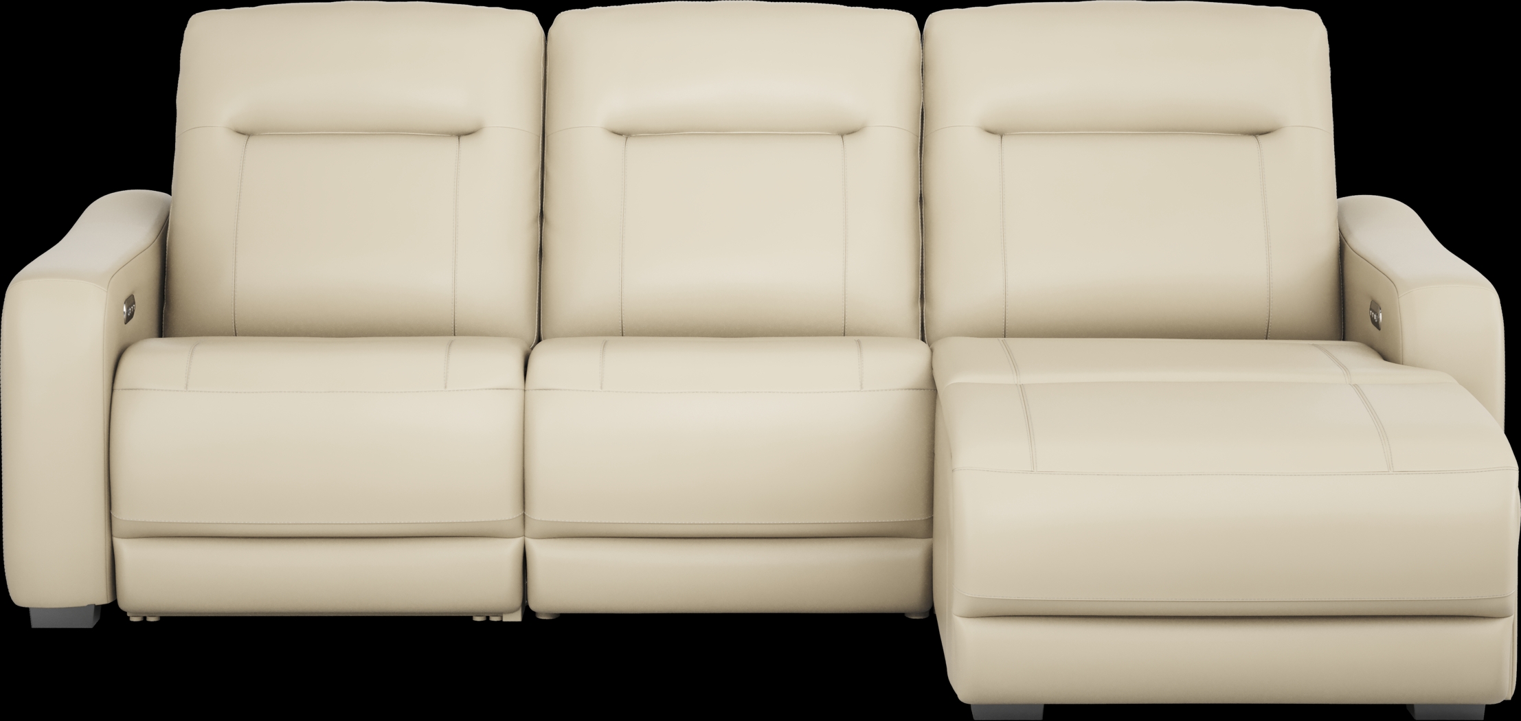 Newport Almond Leather 3 Pc Dual Power Reclining Sectional - Thumbnail - Image 4