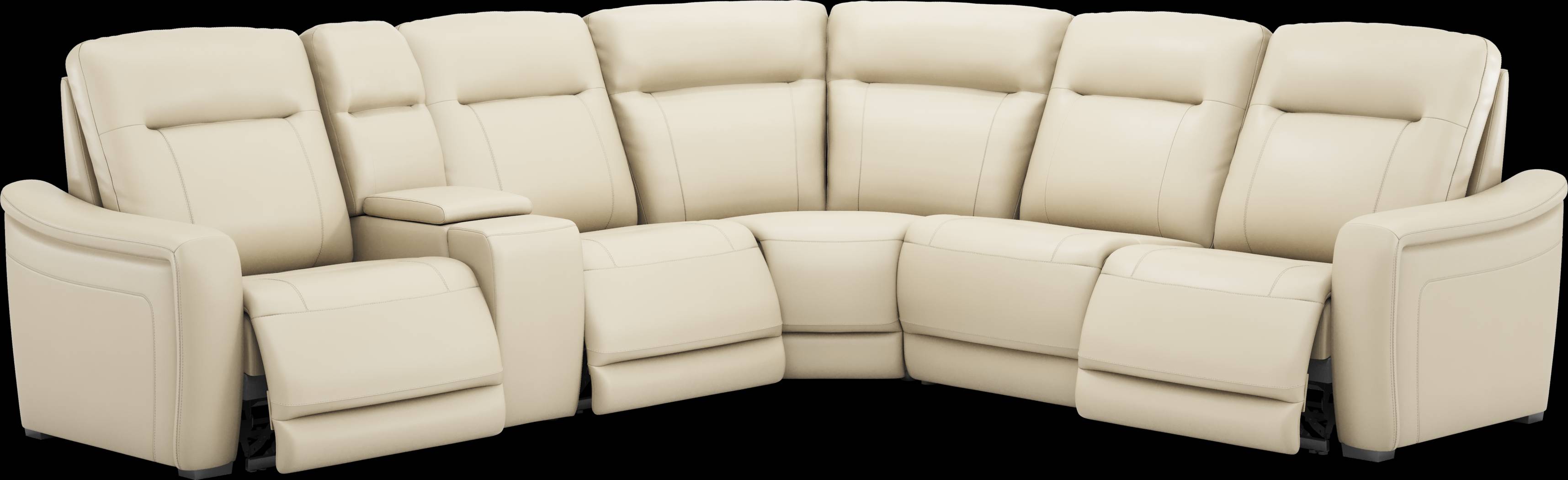 Newport Almond Leather 9 Pc Dual Power Reclining Sectional Living Room - Thumbnail - Image 2