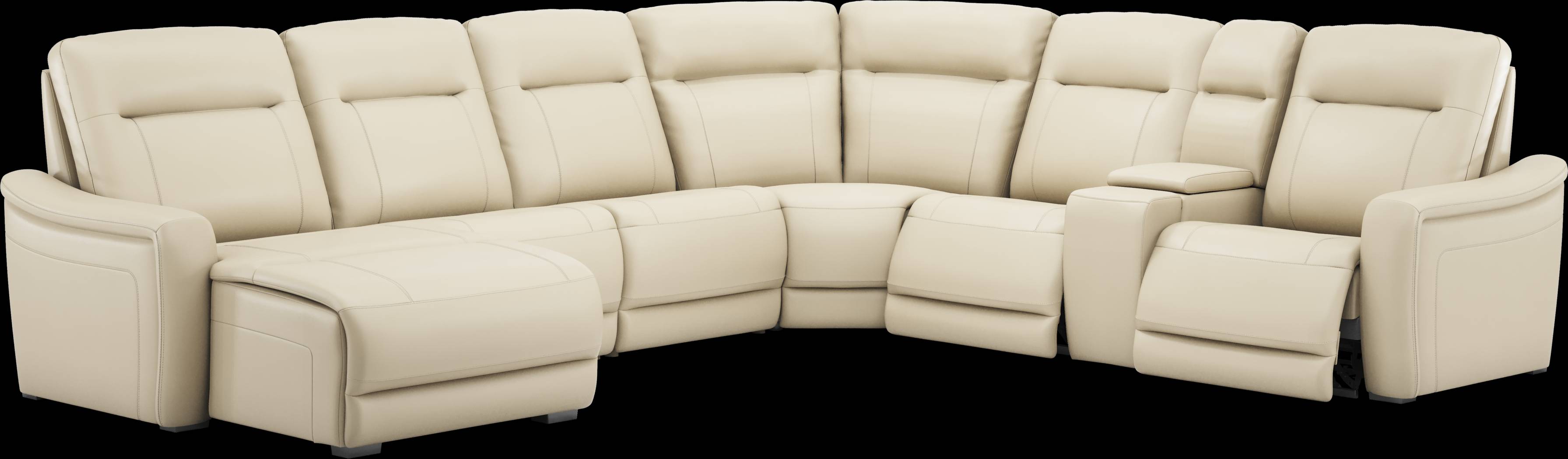 Newport Almond Leather 10 Pc Dual Power Reclining Sectional Living Room - Thumbnail - Image 2