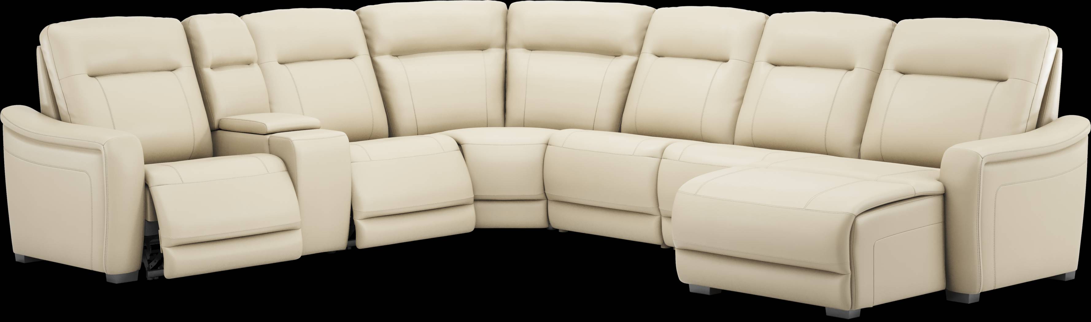 Newport Almond Leather 7 Pc Dual Power Reclining Sectional - Thumbnail - Image 1