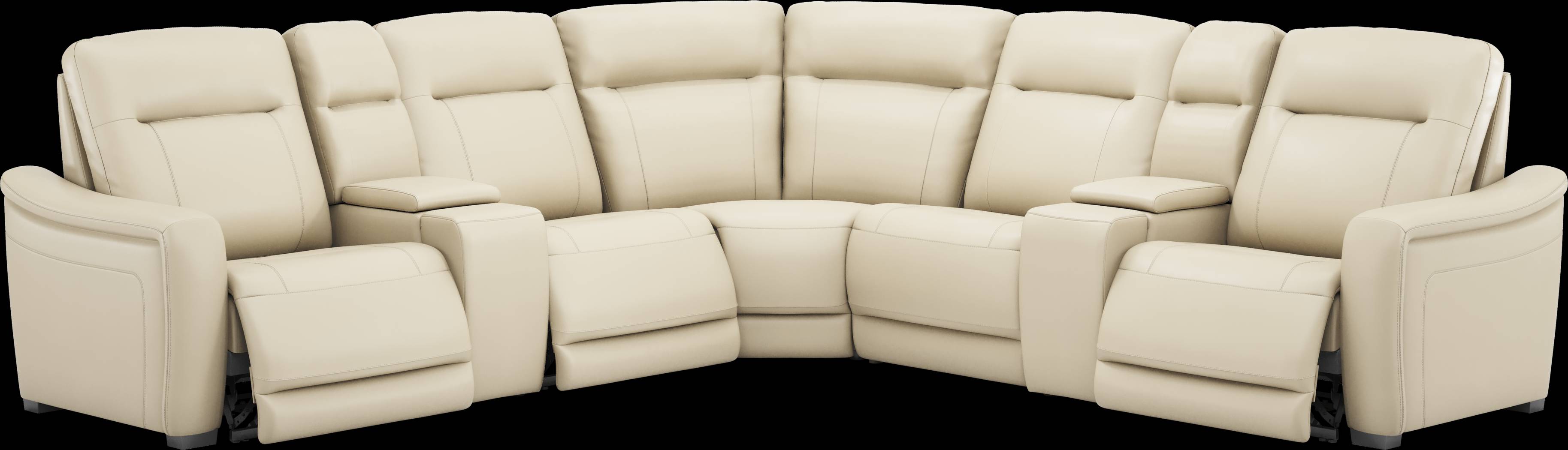 Newport Almond Leather 7 Pc Dual Power Reclining Sectional - Thumbnail - Image 1