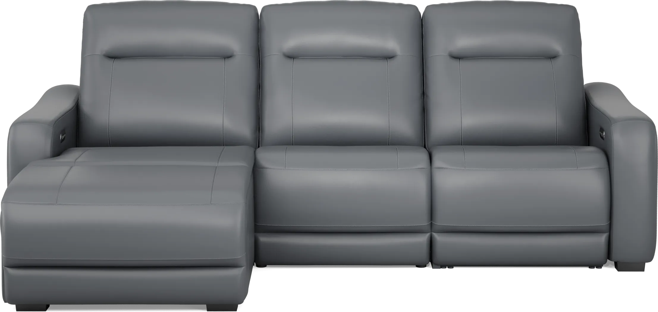 Newport Blue Leather 3 Pc Dual Power Reclining Sectional - Thumbnail - Image 2