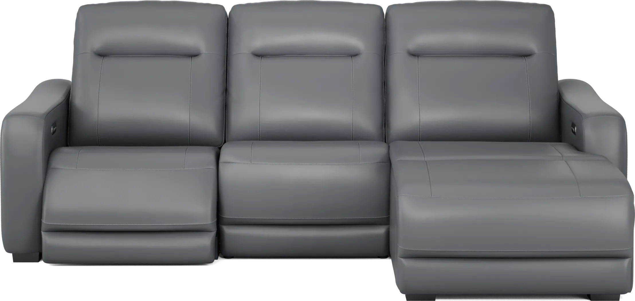 Newport Blue Leather 3 Pc Dual Power Reclining Sectional - Thumbnail - Image 3