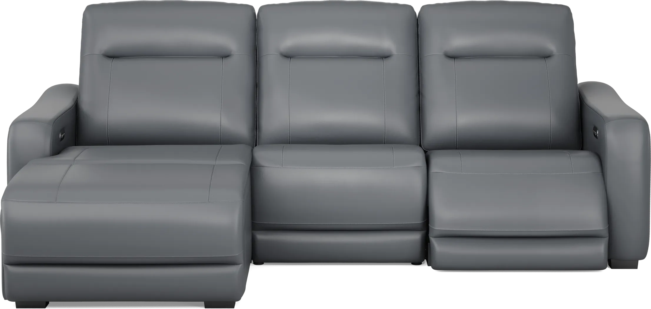 Newport Blue Leather 3 Pc Dual Power Reclining Sectional - Thumbnail - Image 3