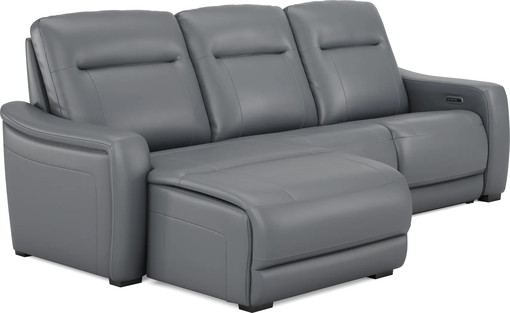 Newport Blue Leather 3 Pc Dual Power Reclining Sectional - Thumbnail - Image 4