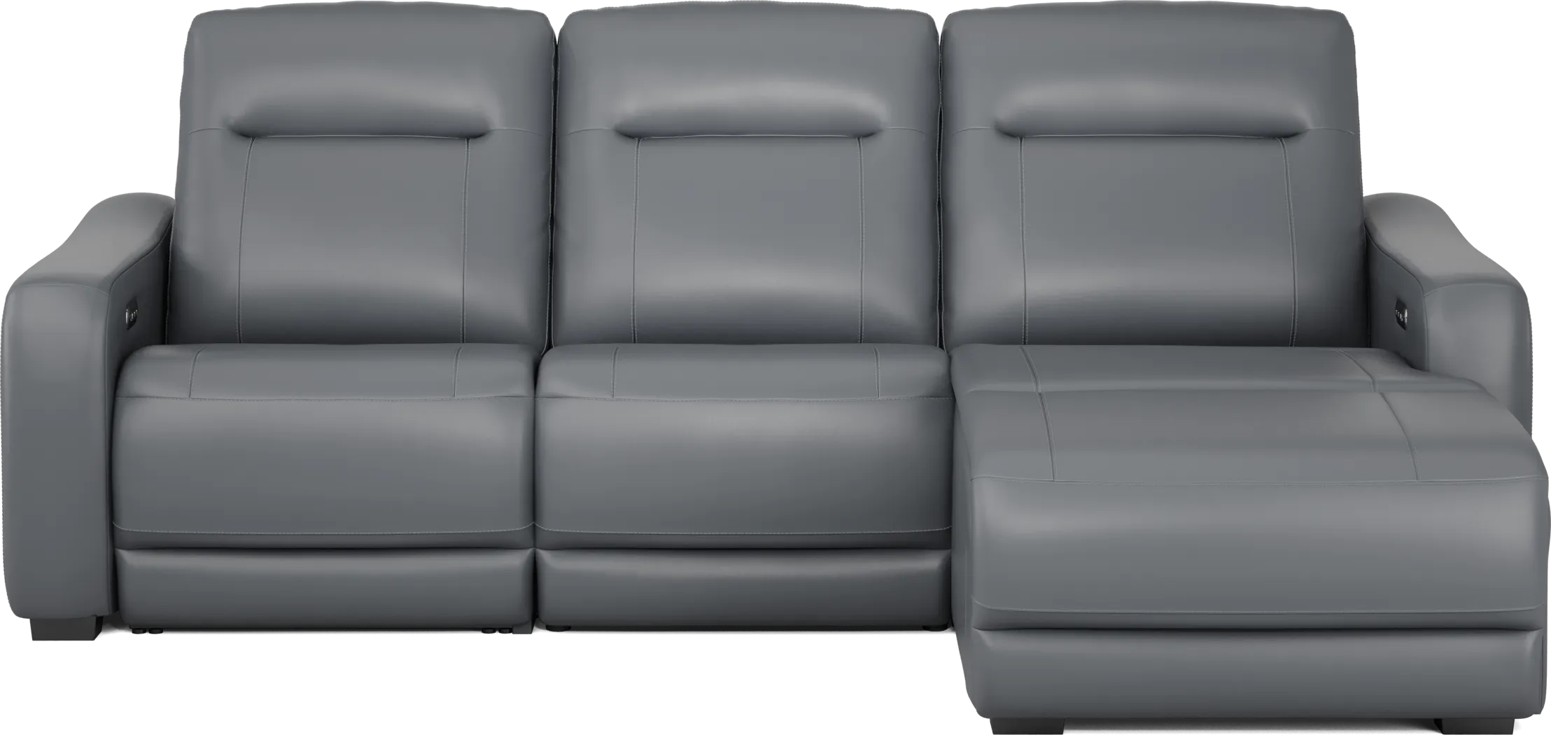 Newport Blue Leather 3 Pc Dual Power Reclining Sectional - Thumbnail - Image 2