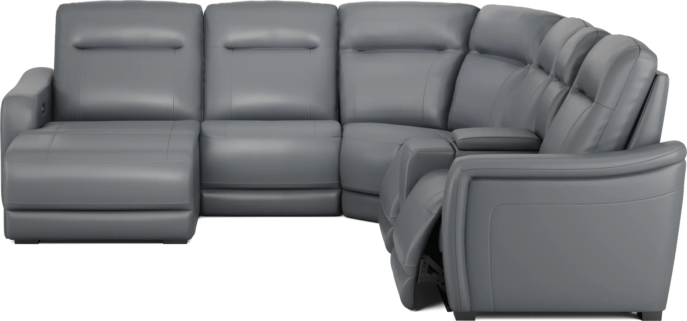 Newport Blue Leather 6 Pc Dual Power Reclining Sectional - Thumbnail - Image 3
