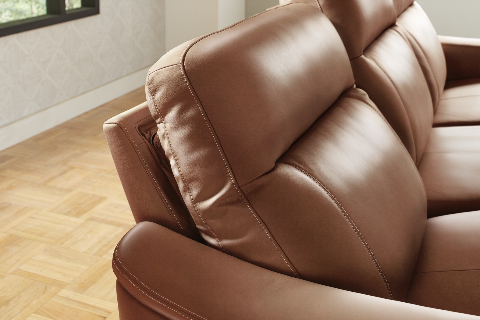 Newport Brown Leather 10 Pc Dual Power Reclining Sectional Living Room - Thumbnail - Image 4