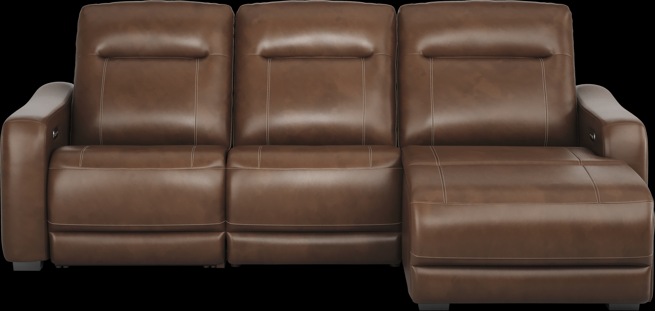 Newport Brown Leather 3 Pc Dual Power Reclining Sectional - Thumbnail - Image 3