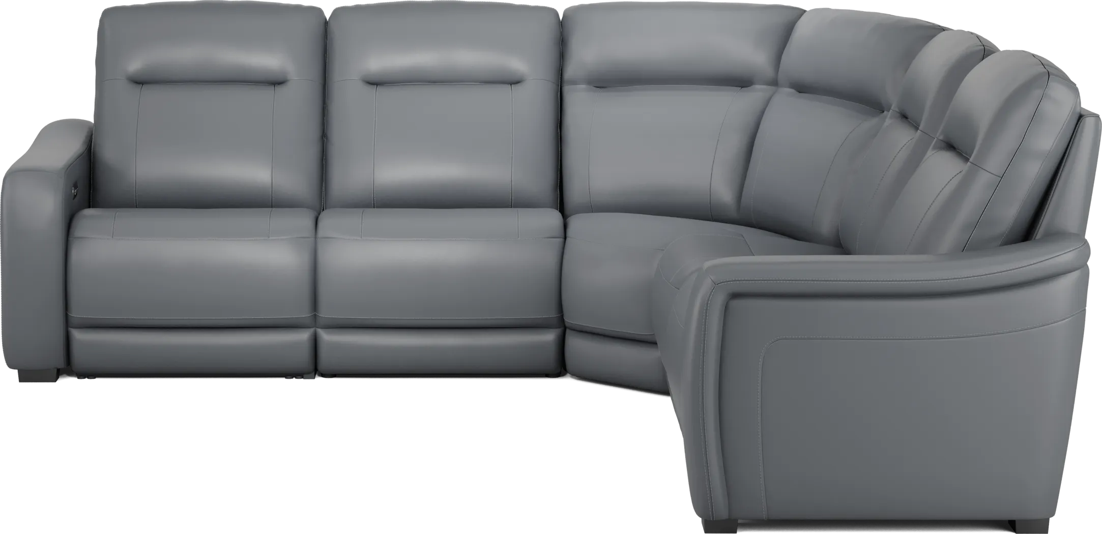 Newport Blue Leather 5 Pc Dual Power Reclining Sectional - Thumbnail - Image 2