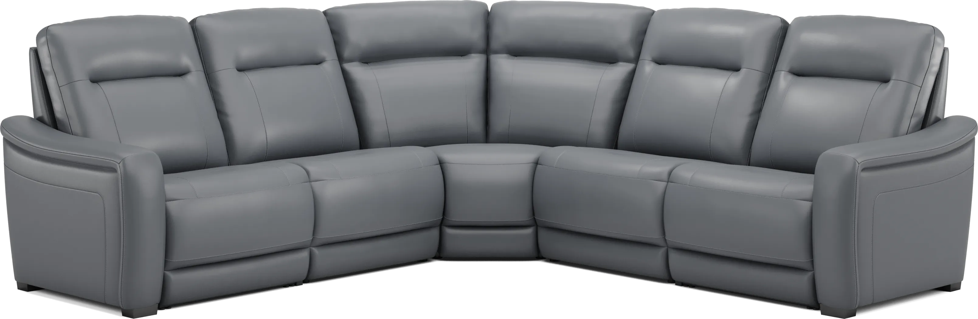 Newport Blue Leather 5 Pc Dual Power Reclining Sectional - Thumbnail - Image 4