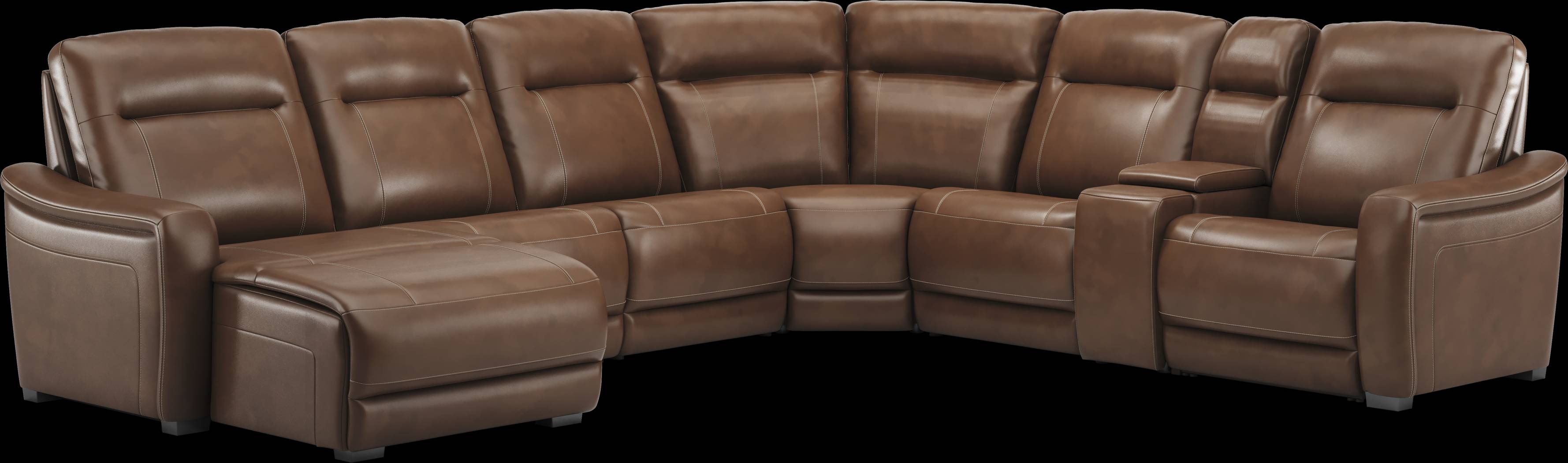 Newport Brown Leather 10 Pc Dual Power Reclining Sectional Living Room - Thumbnail - Image 3