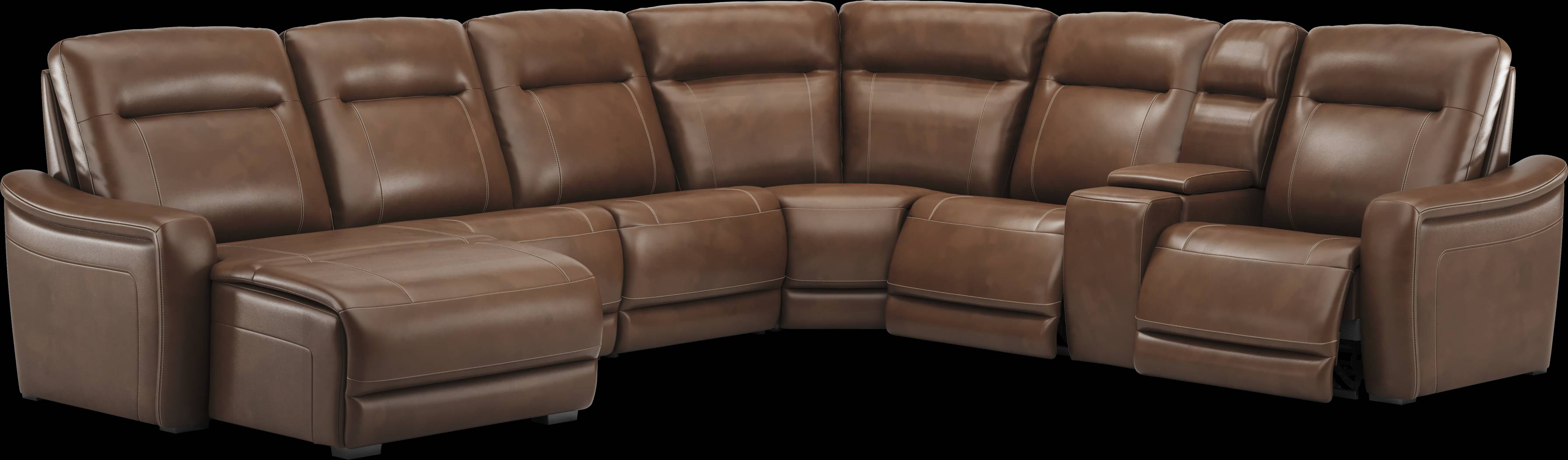 Newport Brown Leather 10 Pc Dual Power Reclining Sectional Living Room - Thumbnail - Image 2