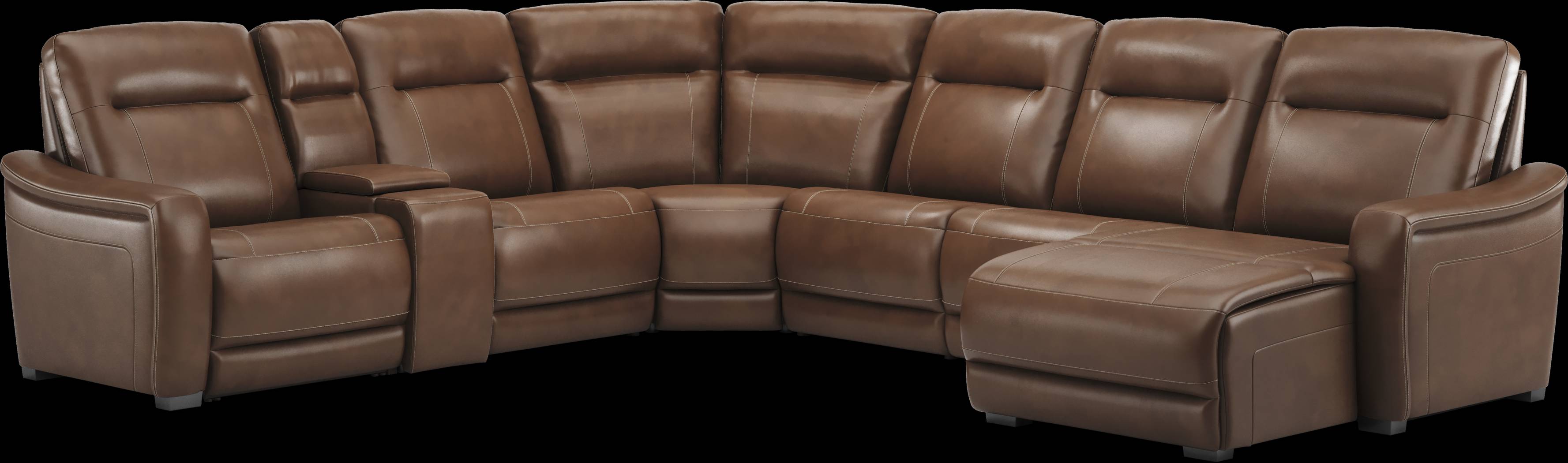 Newport Brown Leather 10 Pc Dual Power Reclining Sectional Living Room - Thumbnail - Image 3