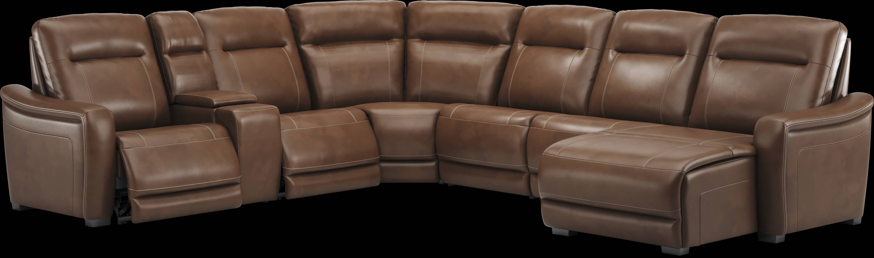 Newport Brown Leather 10 Pc Dual Power Reclining Sectional Living Room - Thumbnail - Image 2