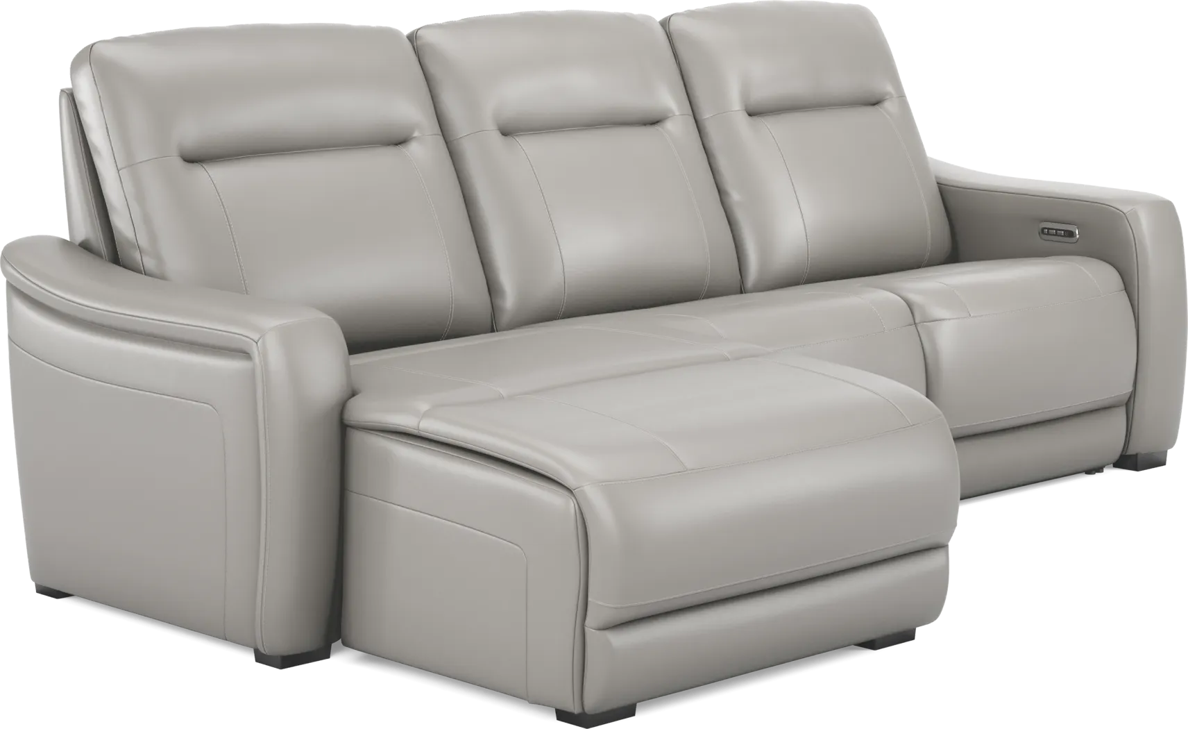 Newport Gray Leather 3 Pc Dual Power Reclining Sectional - Thumbnail - Image 4