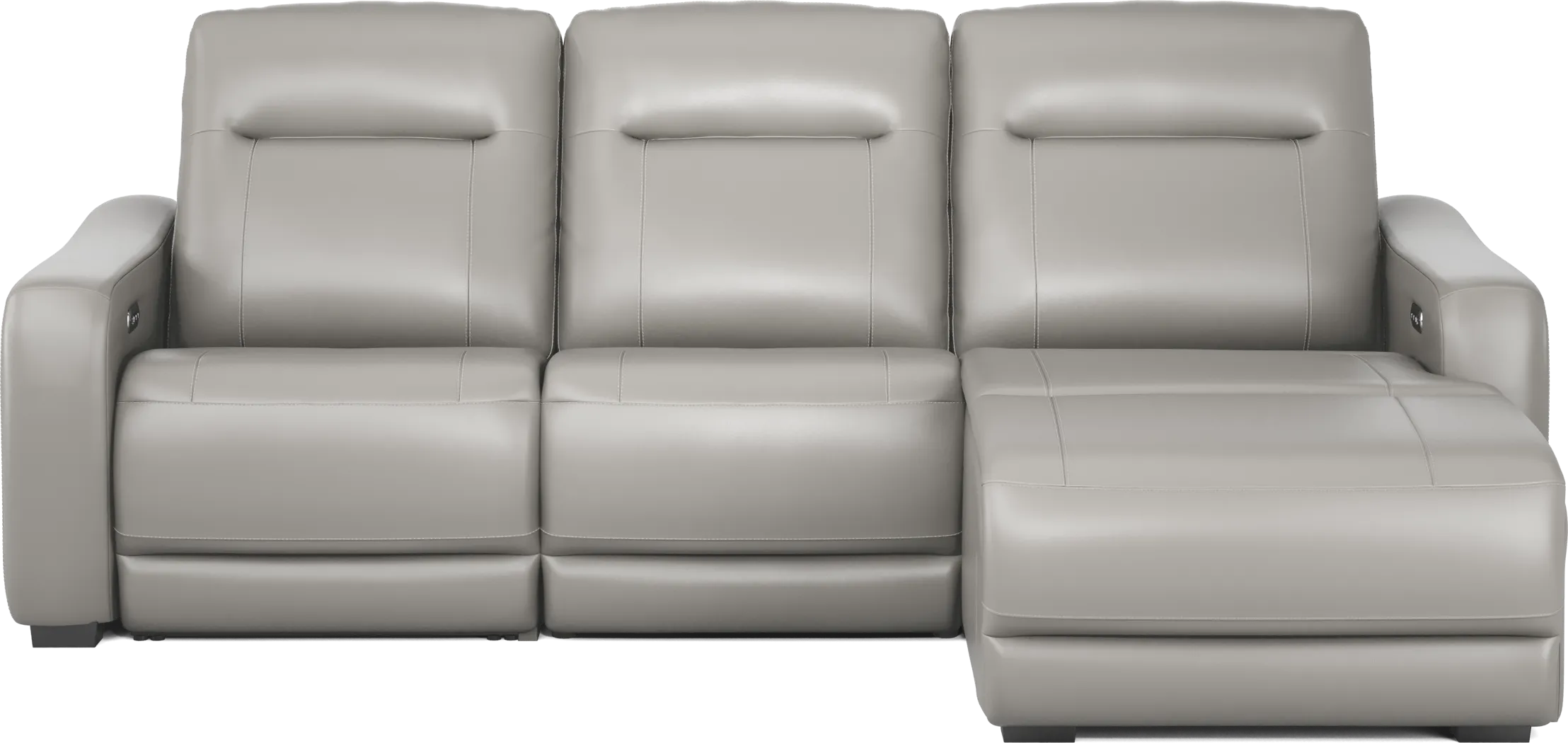 Newport Gray Leather 3 Pc Dual Power Reclining Sectional - Thumbnail - Image 3
