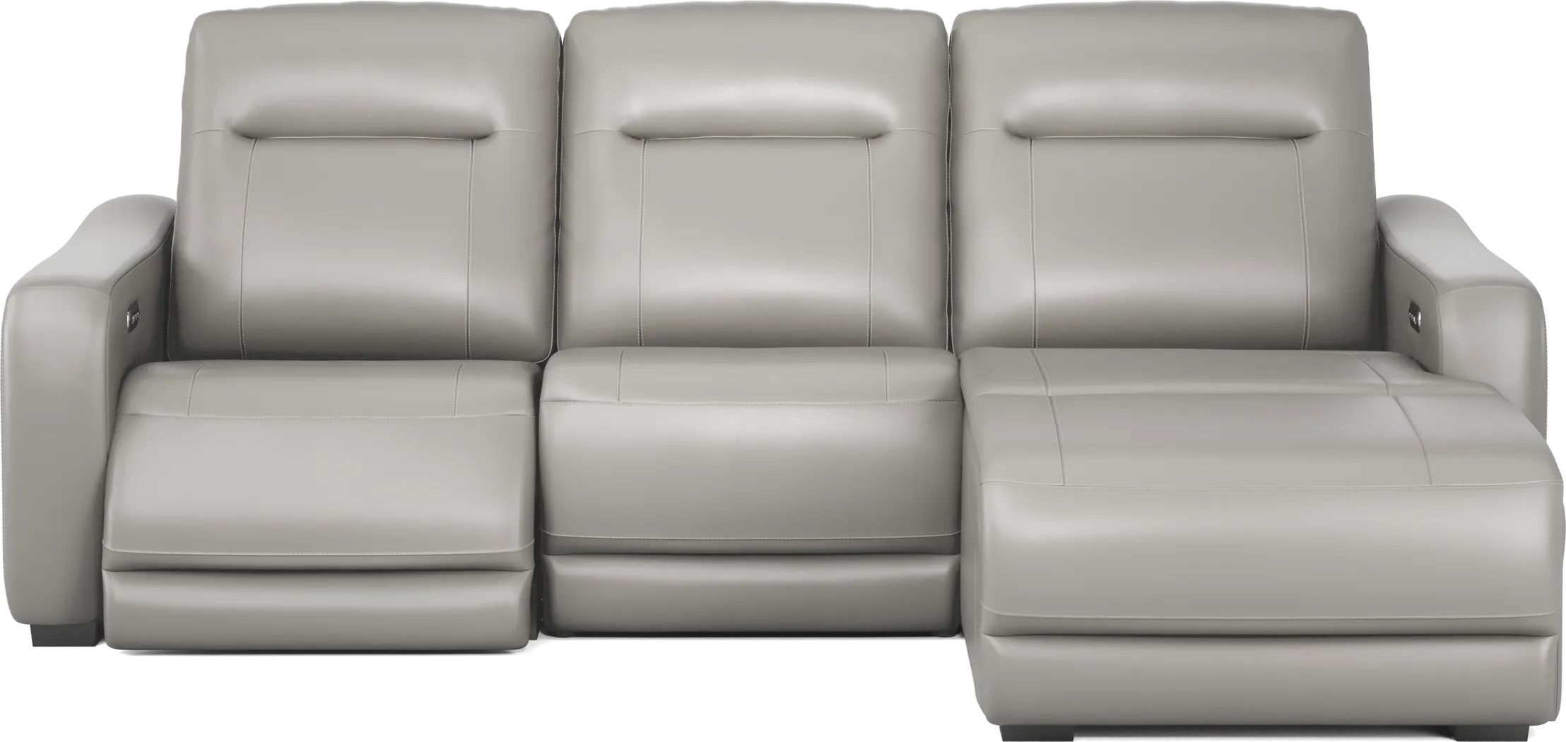 Newport Gray Leather 3 Pc Dual Power Reclining Sectional - Thumbnail - Image 4