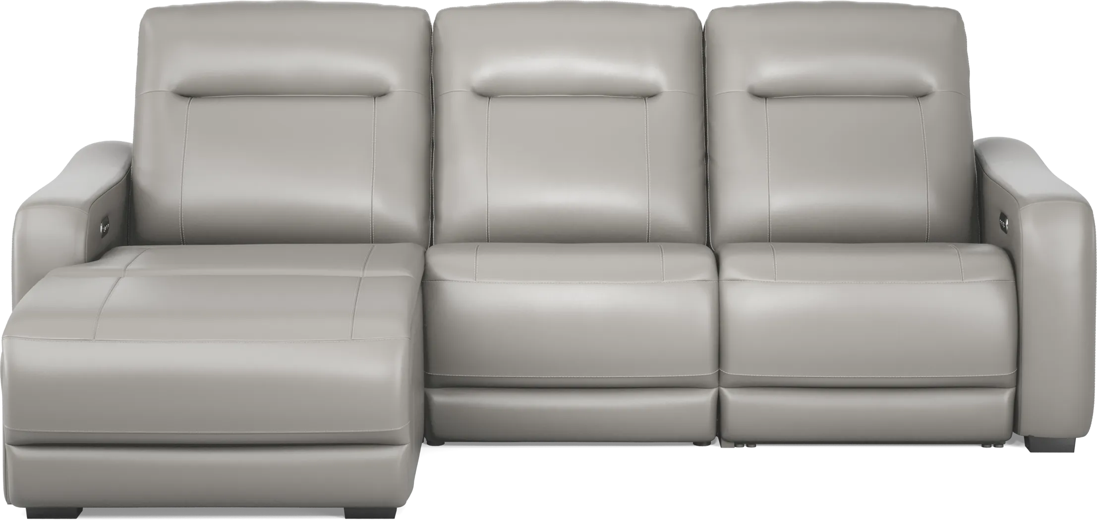 Newport Gray Leather 3 Pc Dual Power Reclining Sectional - Thumbnail - Image 2