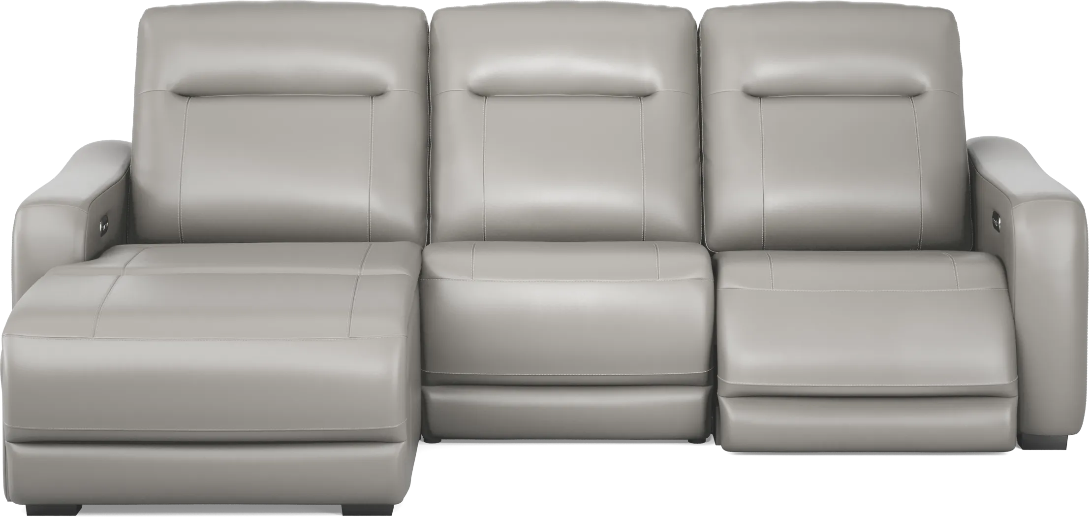 Newport Gray Leather 3 Pc Dual Power Reclining Sectional - Thumbnail - Image 3