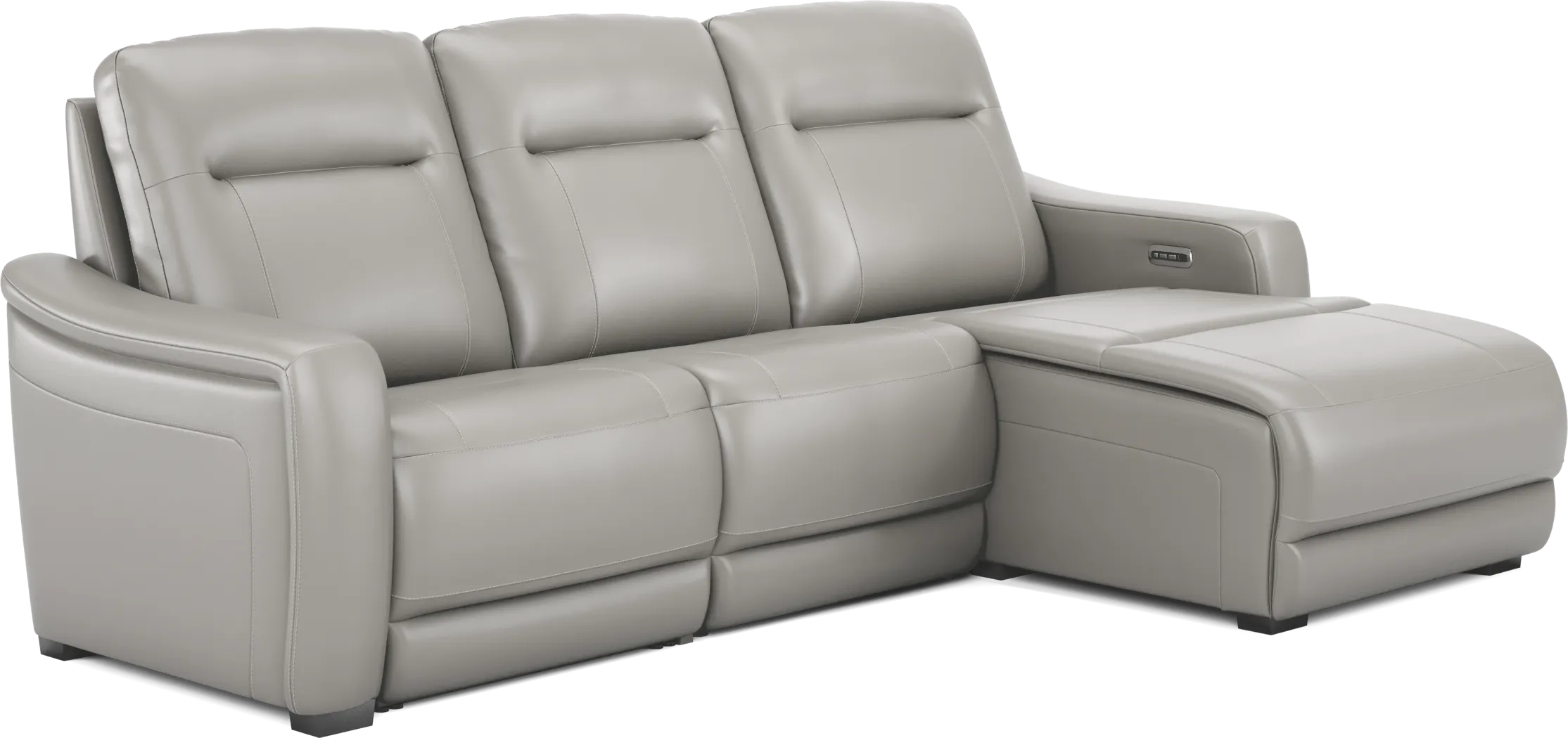 Newport Gray Leather 3 Pc Dual Power Reclining Sectional - Thumbnail - Image 5