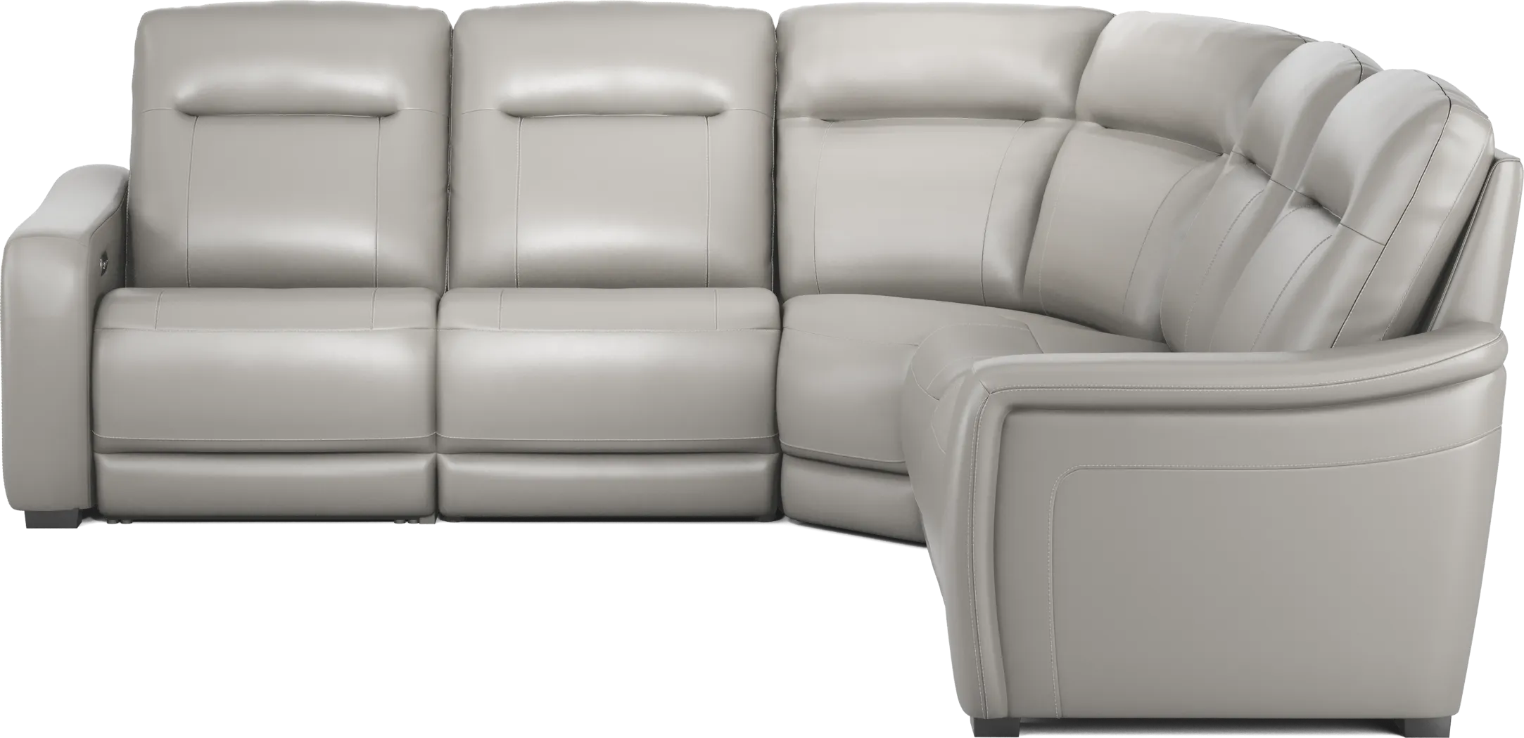 Newport Gray Leather 5 Pc Dual Power Reclining Sectional - Thumbnail - Image 2