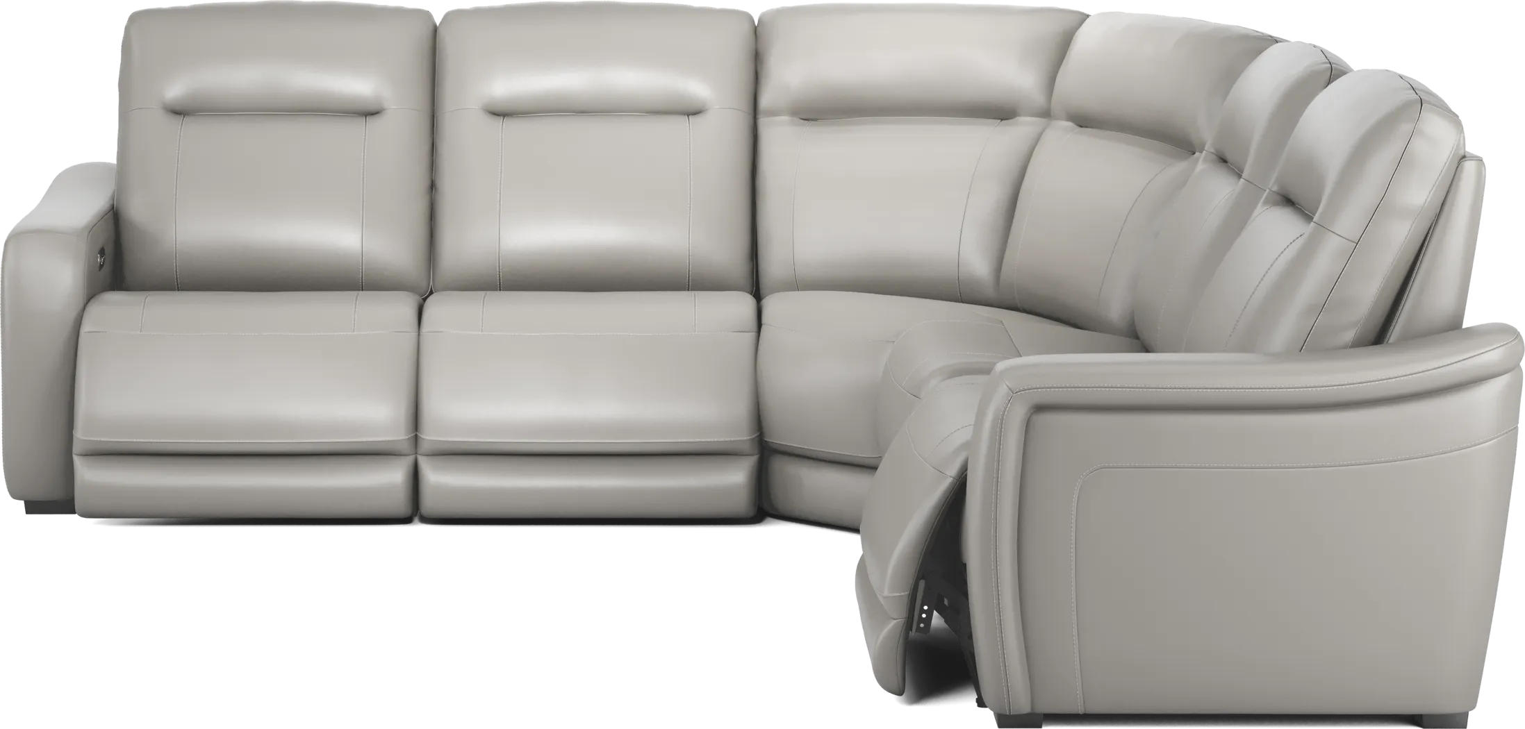 Newport Gray Leather 5 Pc Dual Power Reclining Sectional - Thumbnail - Image 3