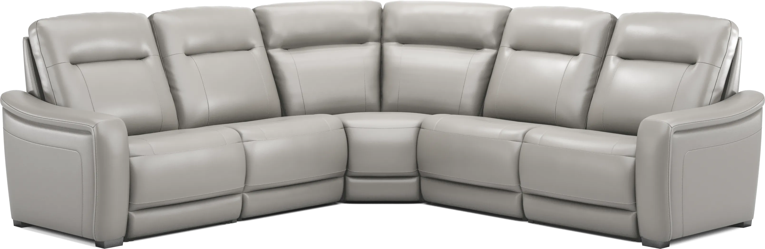 Newport Gray Leather 5 Pc Dual Power Reclining Sectional - Thumbnail - Image 4