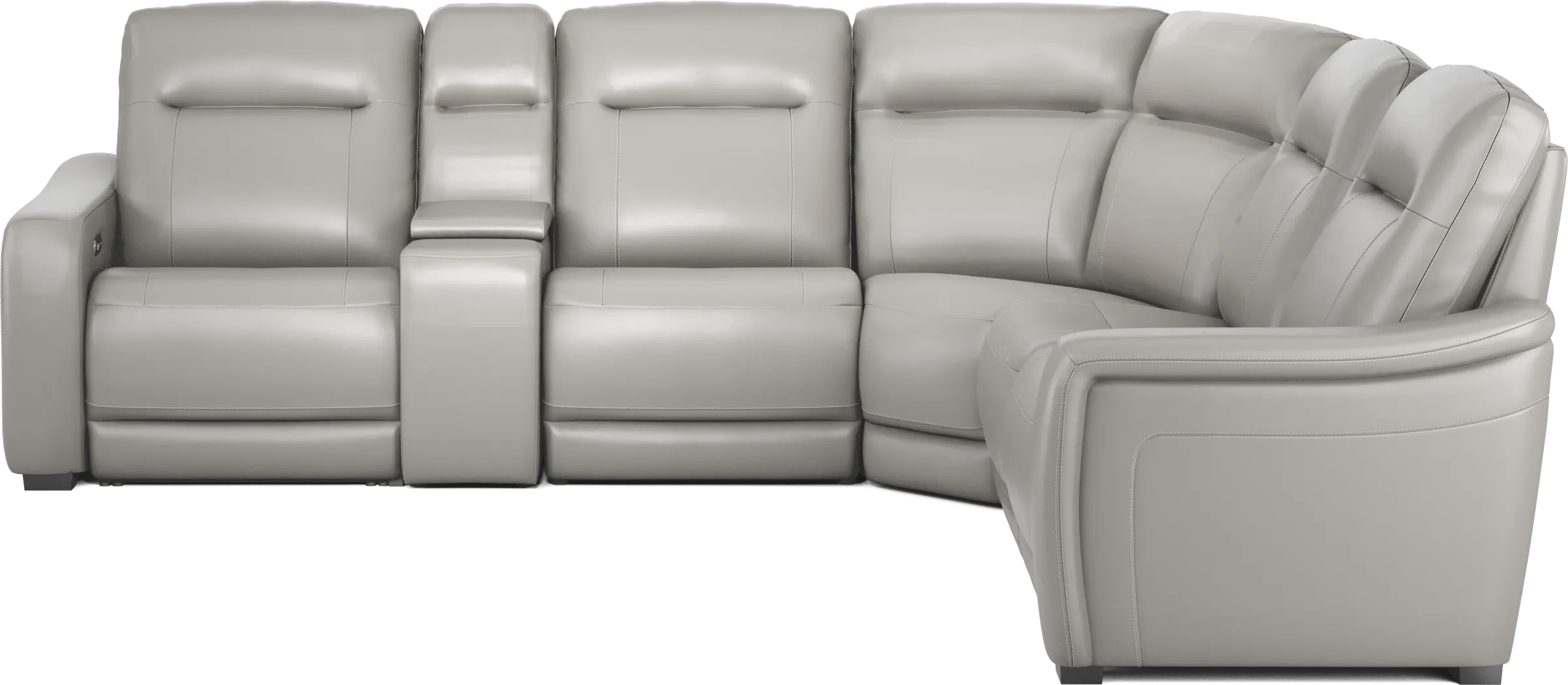 Newport Gray Leather 6 Pc Dual Power Reclining Sectional - Thumbnail - Image 2