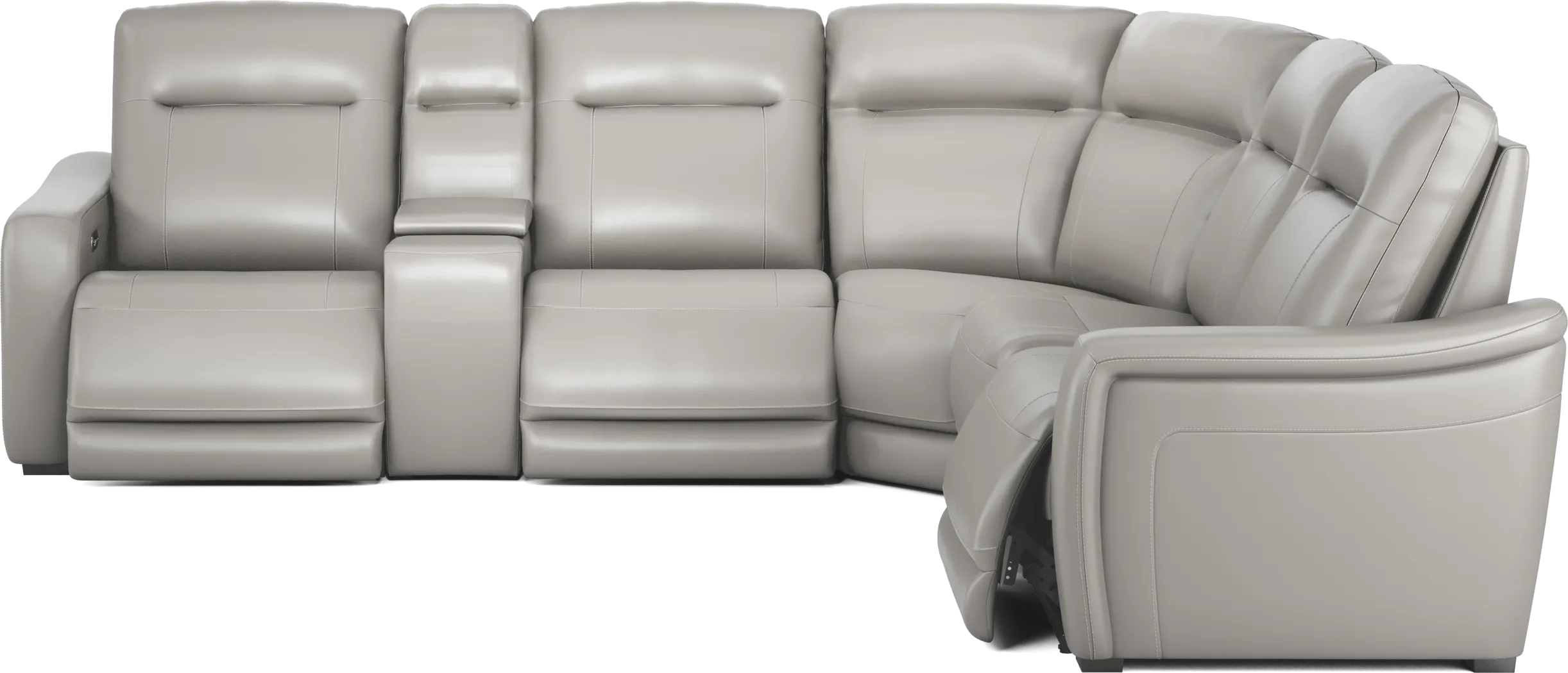 Newport Gray Leather 6 Pc Dual Power Reclining Sectional - Thumbnail - Image 3