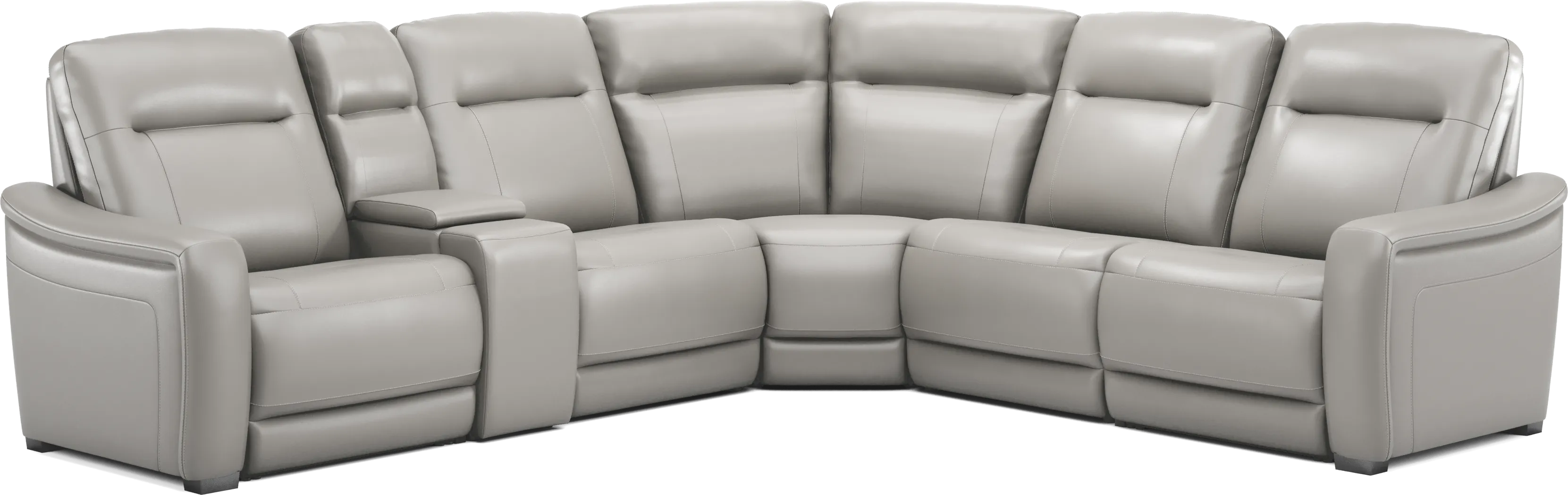 Newport Gray Leather 6 Pc Dual Power Reclining Sectional - Thumbnail - Image 4