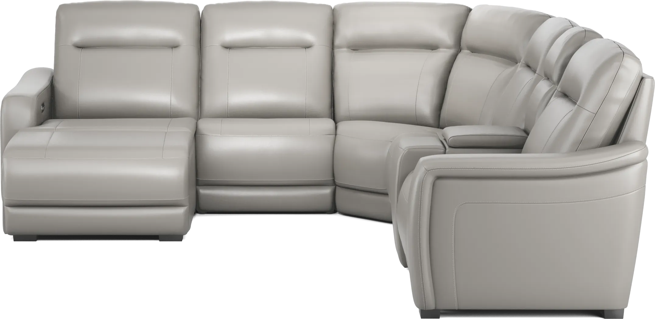 Newport Gray Leather 6 Pc Dual Power Reclining Sectional - Thumbnail - Image 2