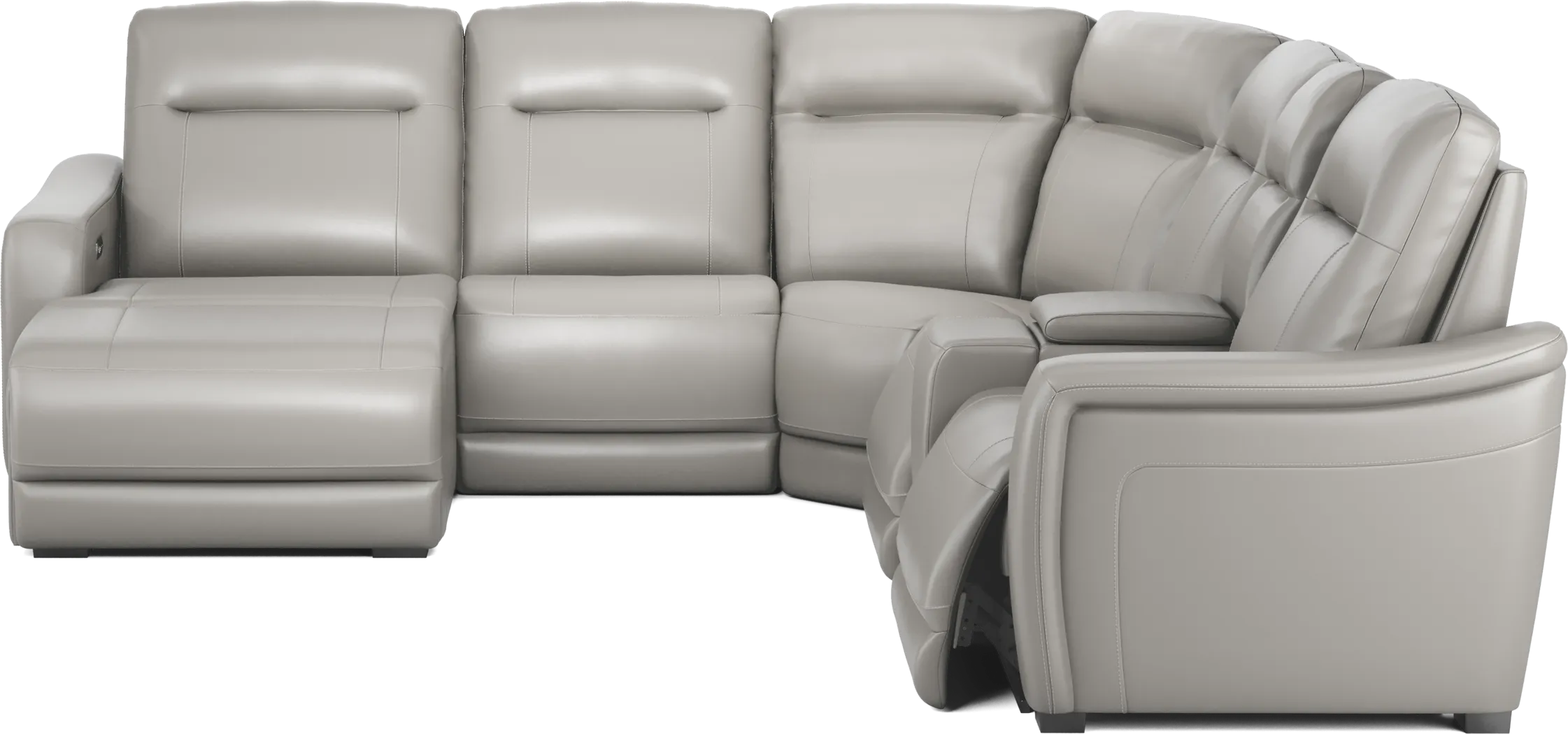 Newport Gray Leather 6 Pc Dual Power Reclining Sectional - Thumbnail - Image 3