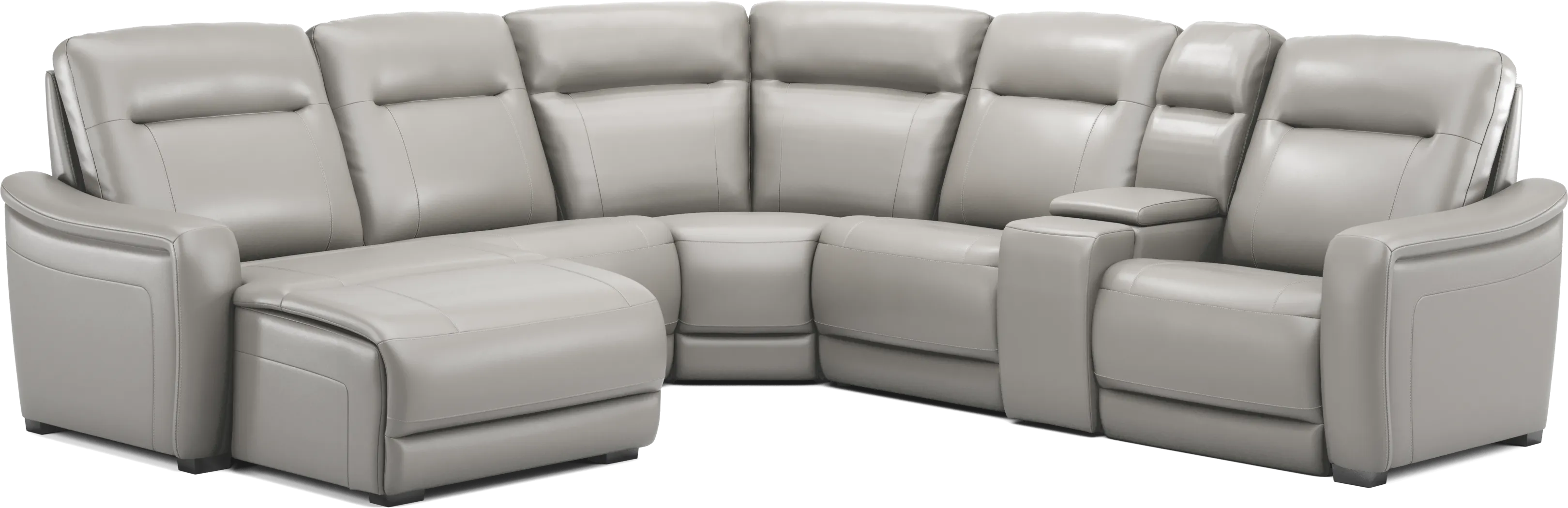 Newport Gray Leather 6 Pc Dual Power Reclining Sectional - Thumbnail - Image 4