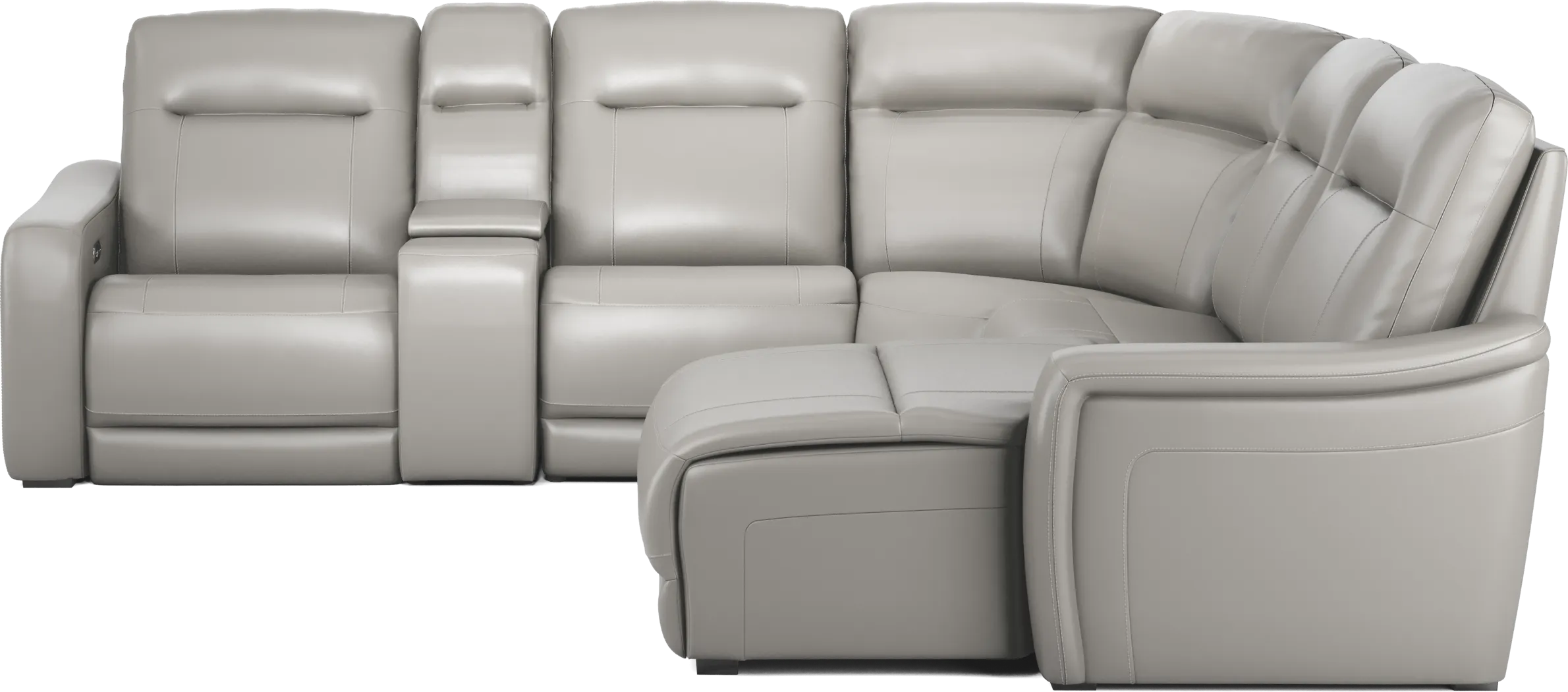 Newport Gray Leather 6 Pc Dual Power Reclining Sectional - Thumbnail - Image 2