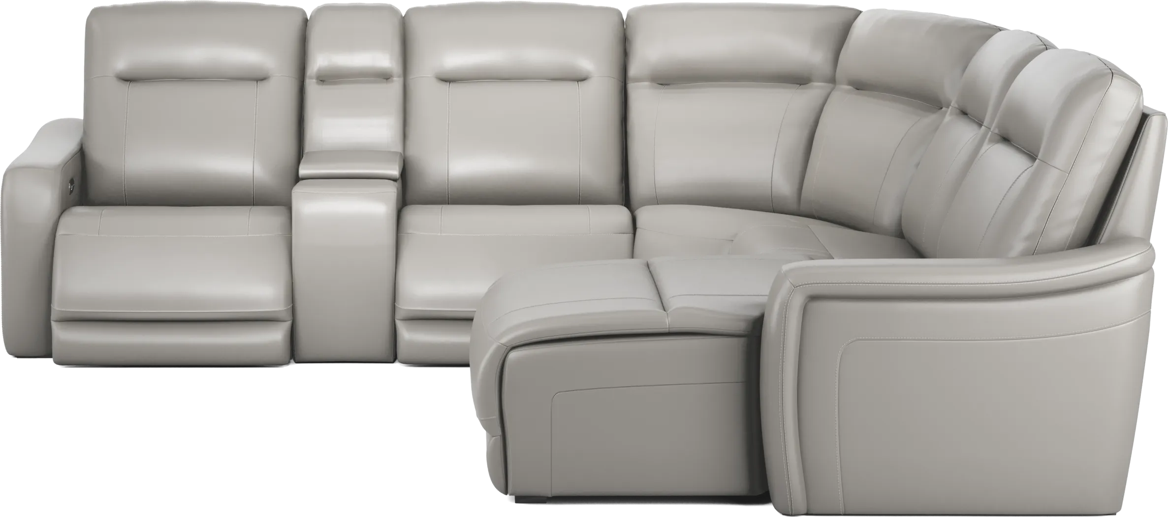 Newport Gray Leather 6 Pc Dual Power Reclining Sectional - Thumbnail - Image 3