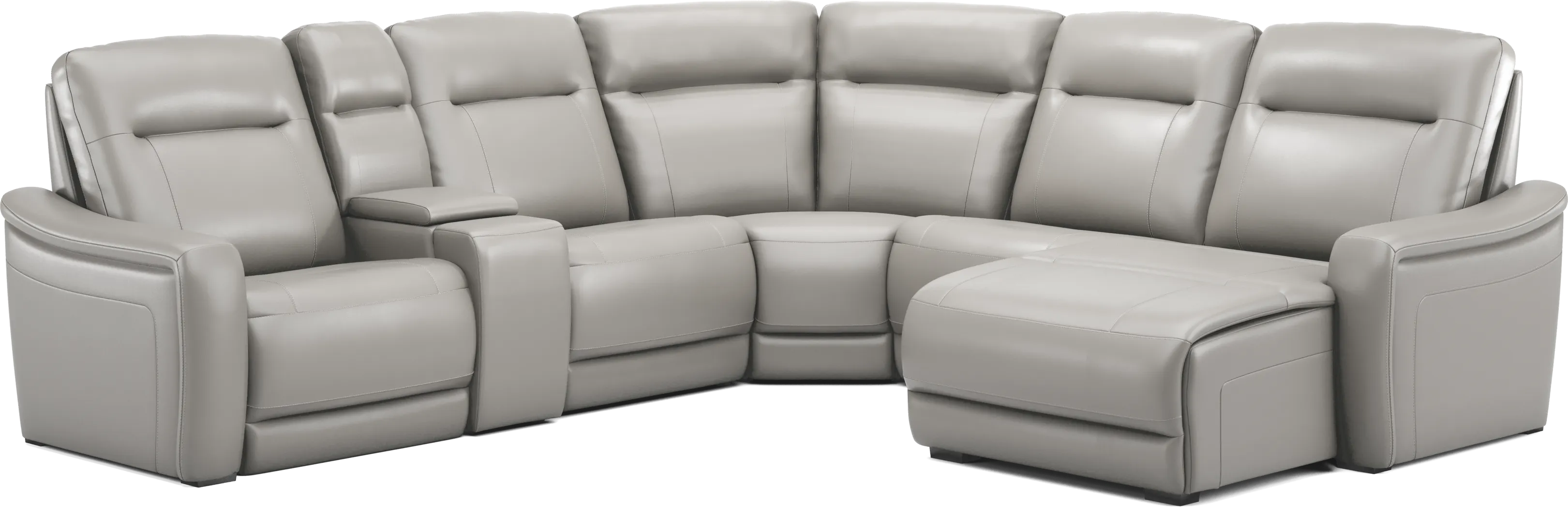 Newport Gray Leather 6 Pc Dual Power Reclining Sectional - Thumbnail - Image 4