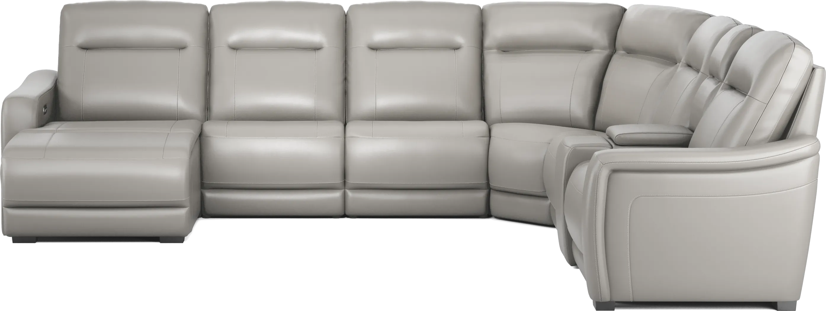Newport Gray Leather 7 Pc Dual Power Reclining Sectional - Thumbnail - Image 2