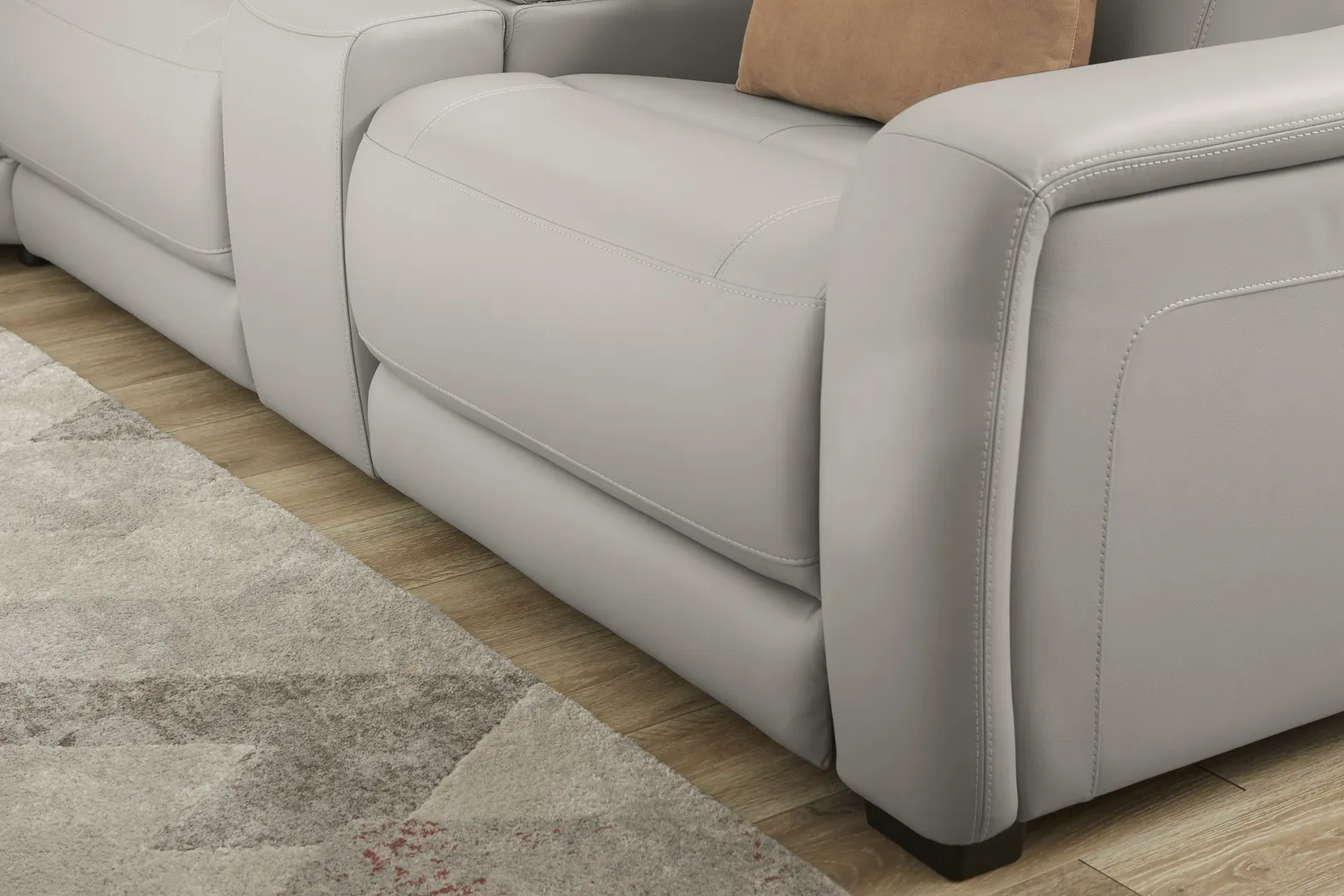 Newport Gray Leather 7 Pc Dual Power Reclining Sectional - Image 8