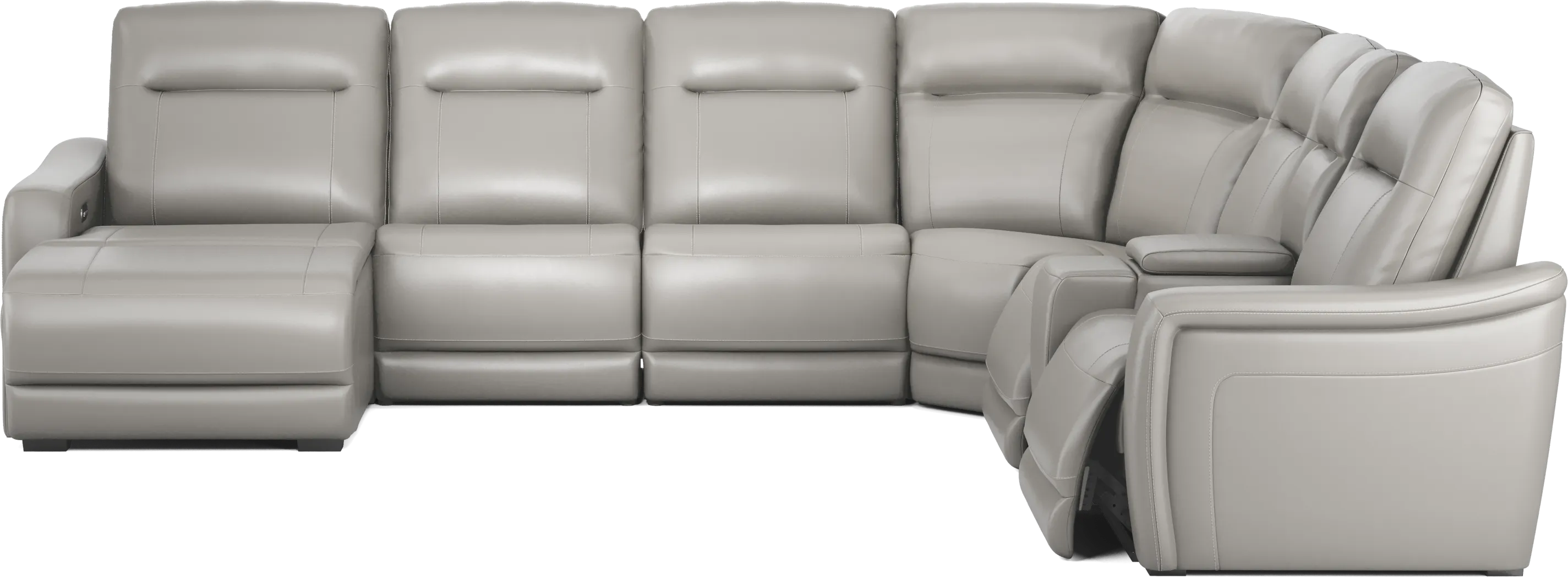 Newport Gray Leather 7 Pc Dual Power Reclining Sectional - Thumbnail - Image 3