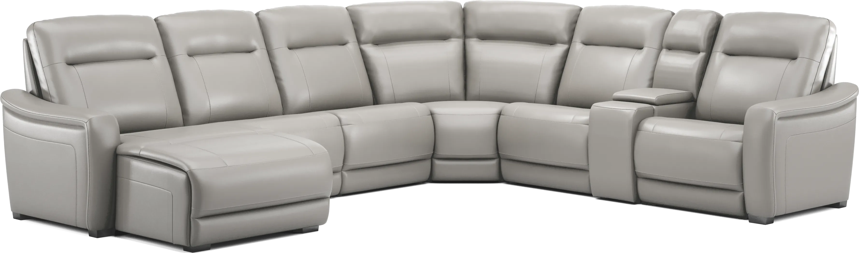Newport Gray Leather 7 Pc Dual Power Reclining Sectional - Thumbnail - Image 4