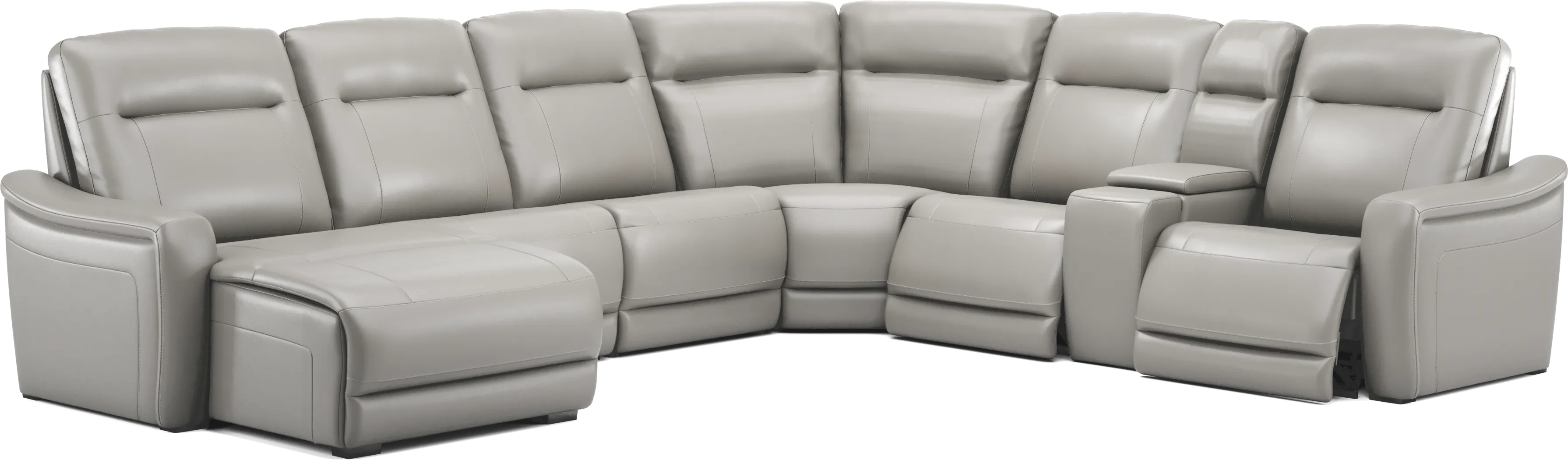 Newport Gray Leather 7 Pc Dual Power Reclining Sectional - Thumbnail - Image 1