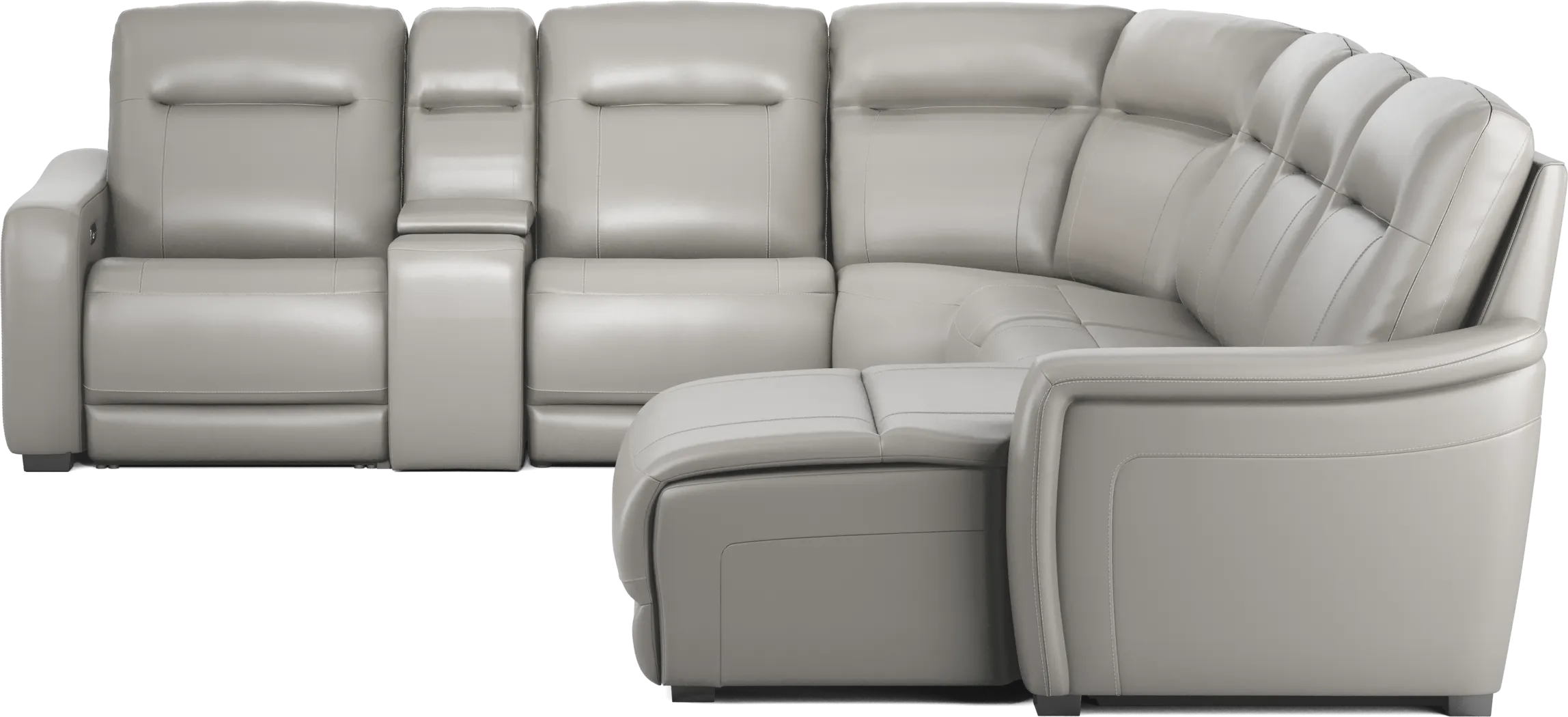 Newport Gray Leather 7 Pc Dual Power Reclining Sectional - Thumbnail - Image 3