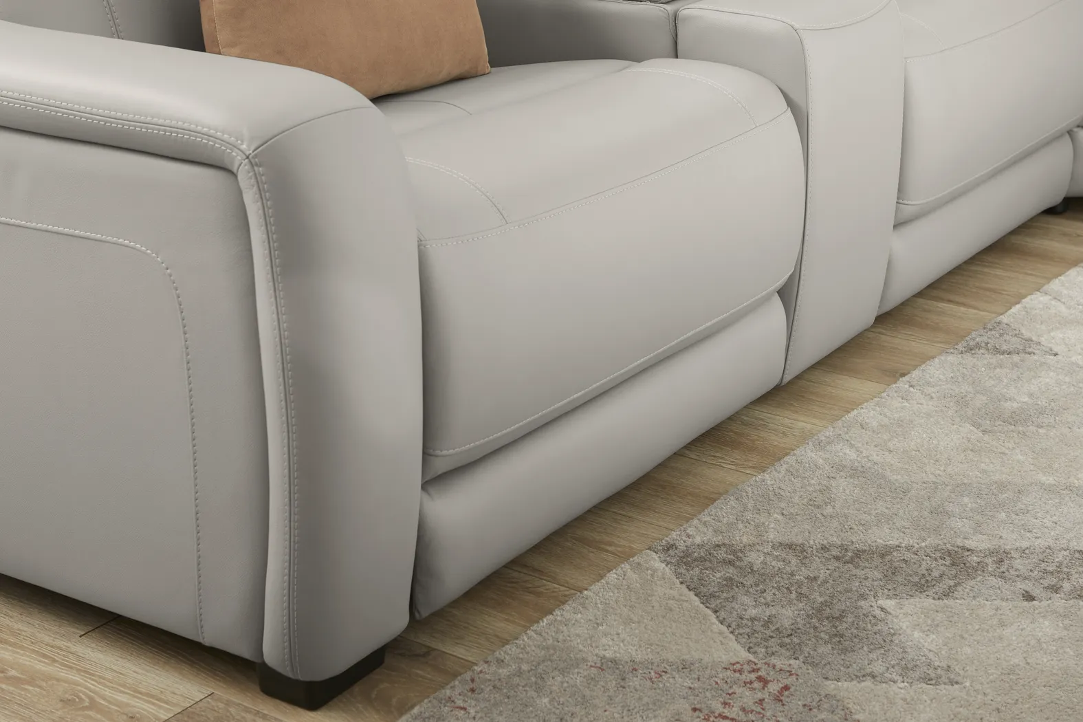 Newport Gray Leather 7 Pc Dual Power Reclining Sectional - Image 8