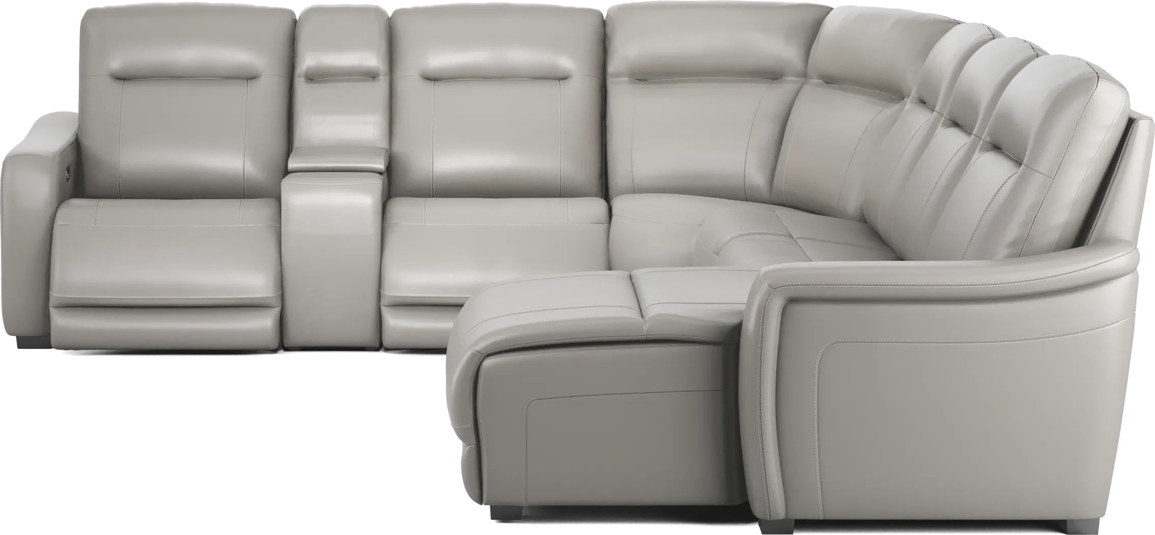 Newport Gray Leather 7 Pc Dual Power Reclining Sectional - Thumbnail - Image 4