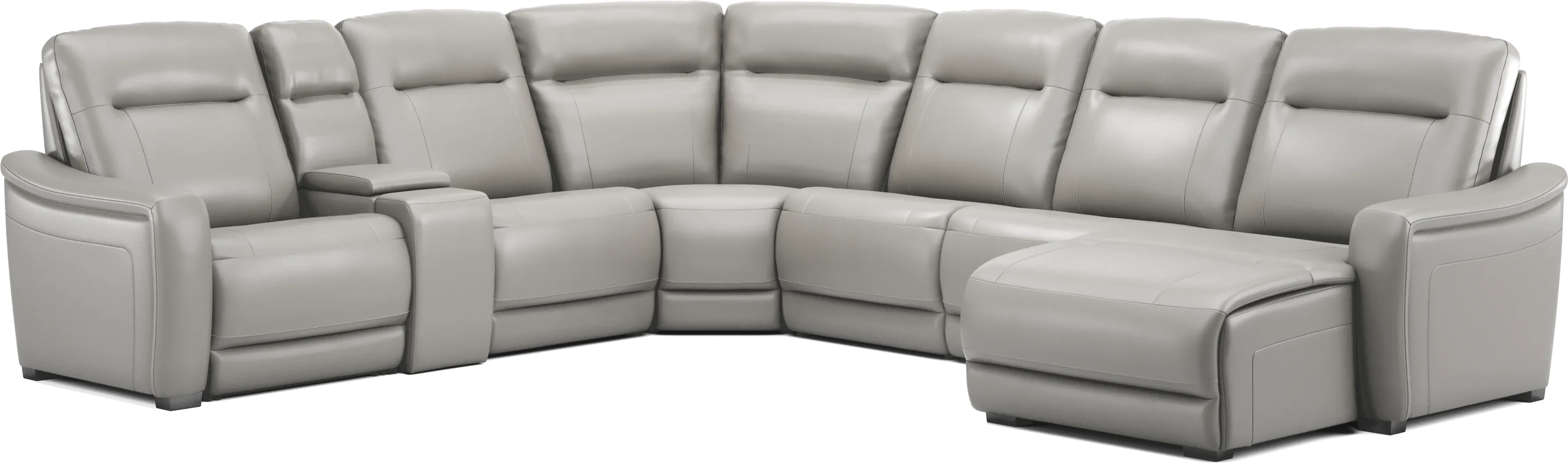 Newport Gray Leather 7 Pc Dual Power Reclining Sectional - Thumbnail - Image 5