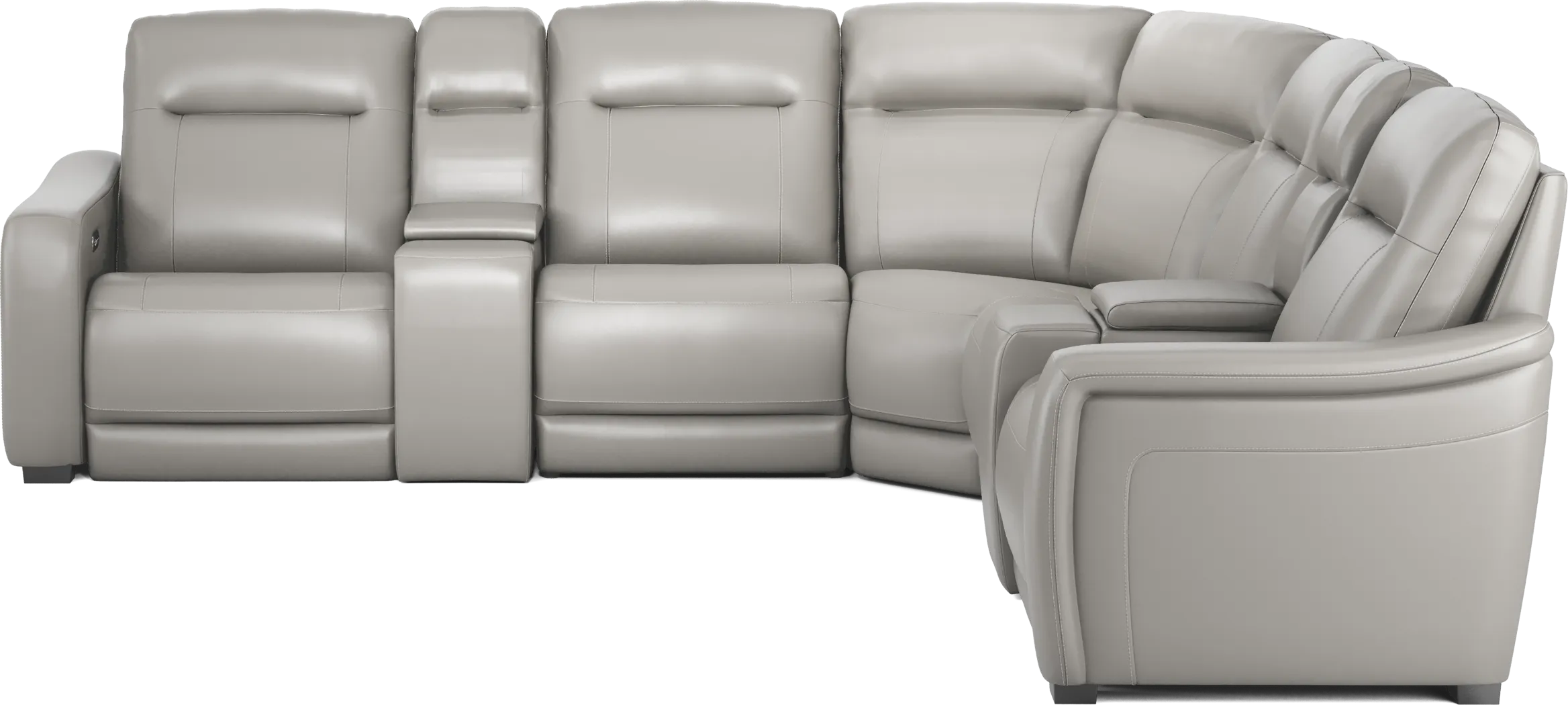 Newport Gray Leather 7 Pc Dual Power Reclining Sectional - Thumbnail - Image 2