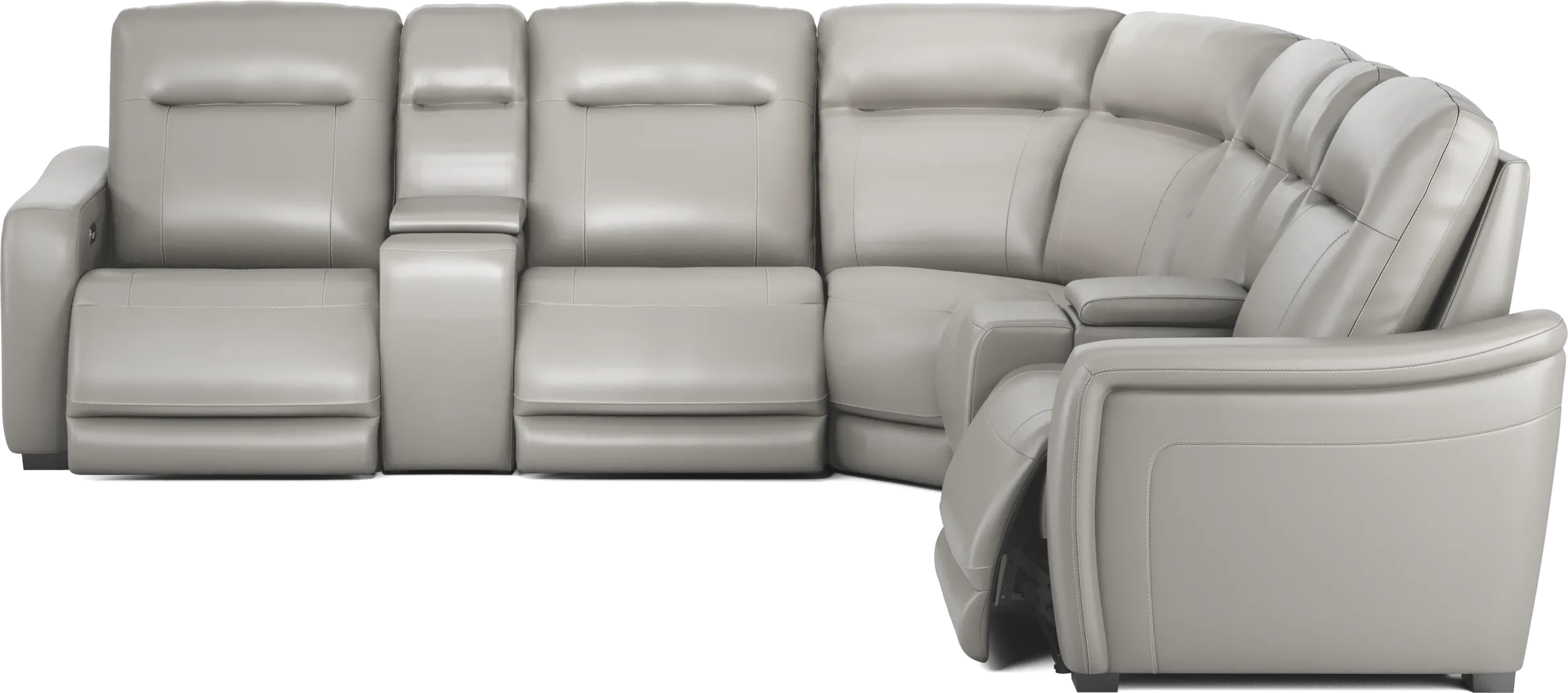 Newport Gray Leather 7 Pc Dual Power Reclining Sectional - Thumbnail - Image 3