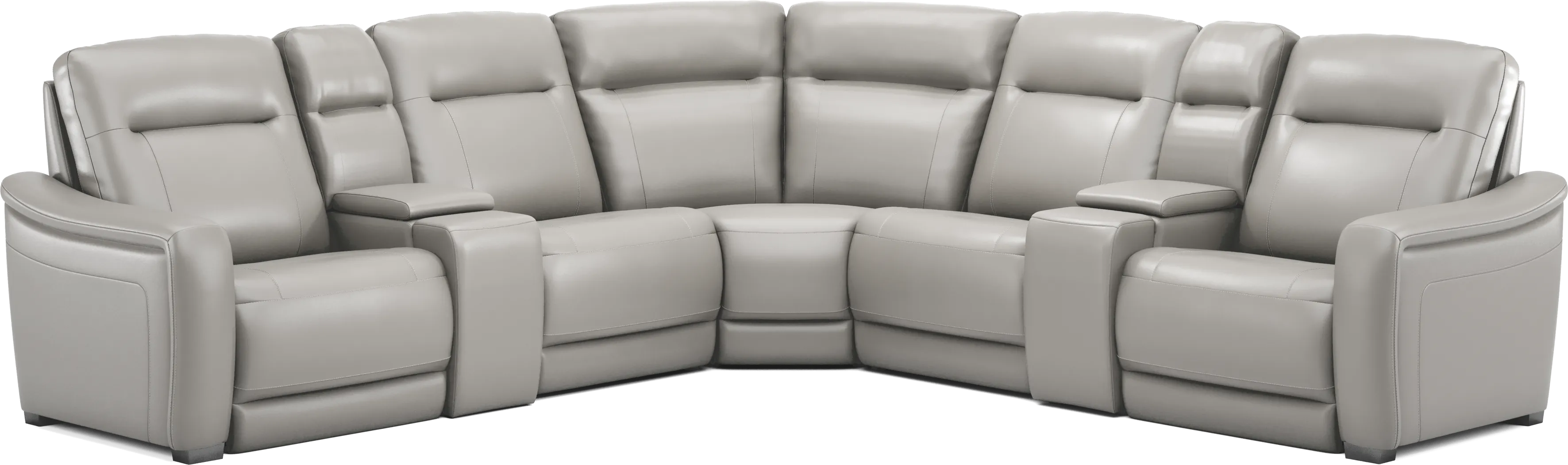 Newport Gray Leather 7 Pc Dual Power Reclining Sectional - Thumbnail - Image 4